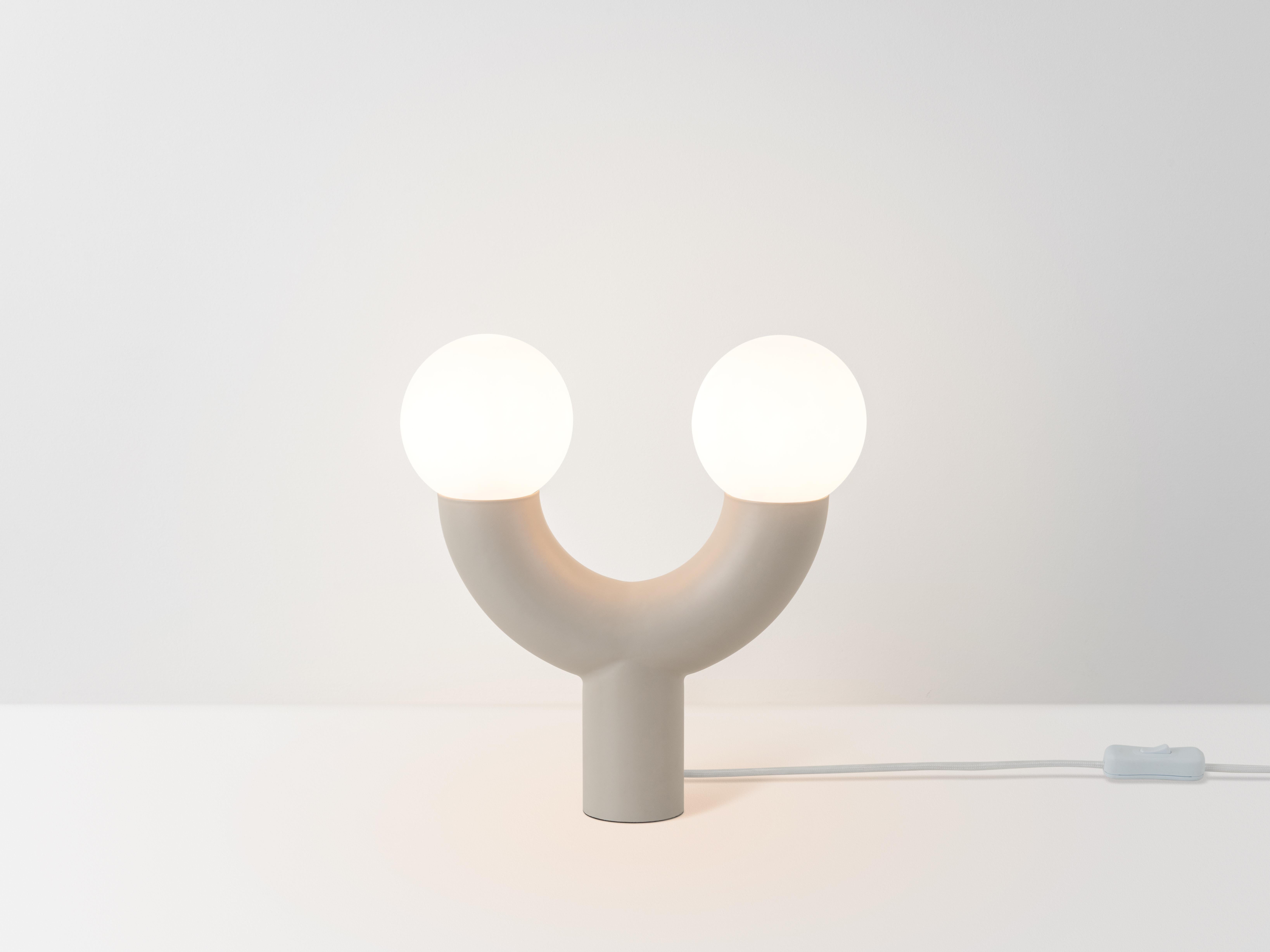 Mid-Century Modern Houseof Brass Sand White Tube Table Lamp For Sale