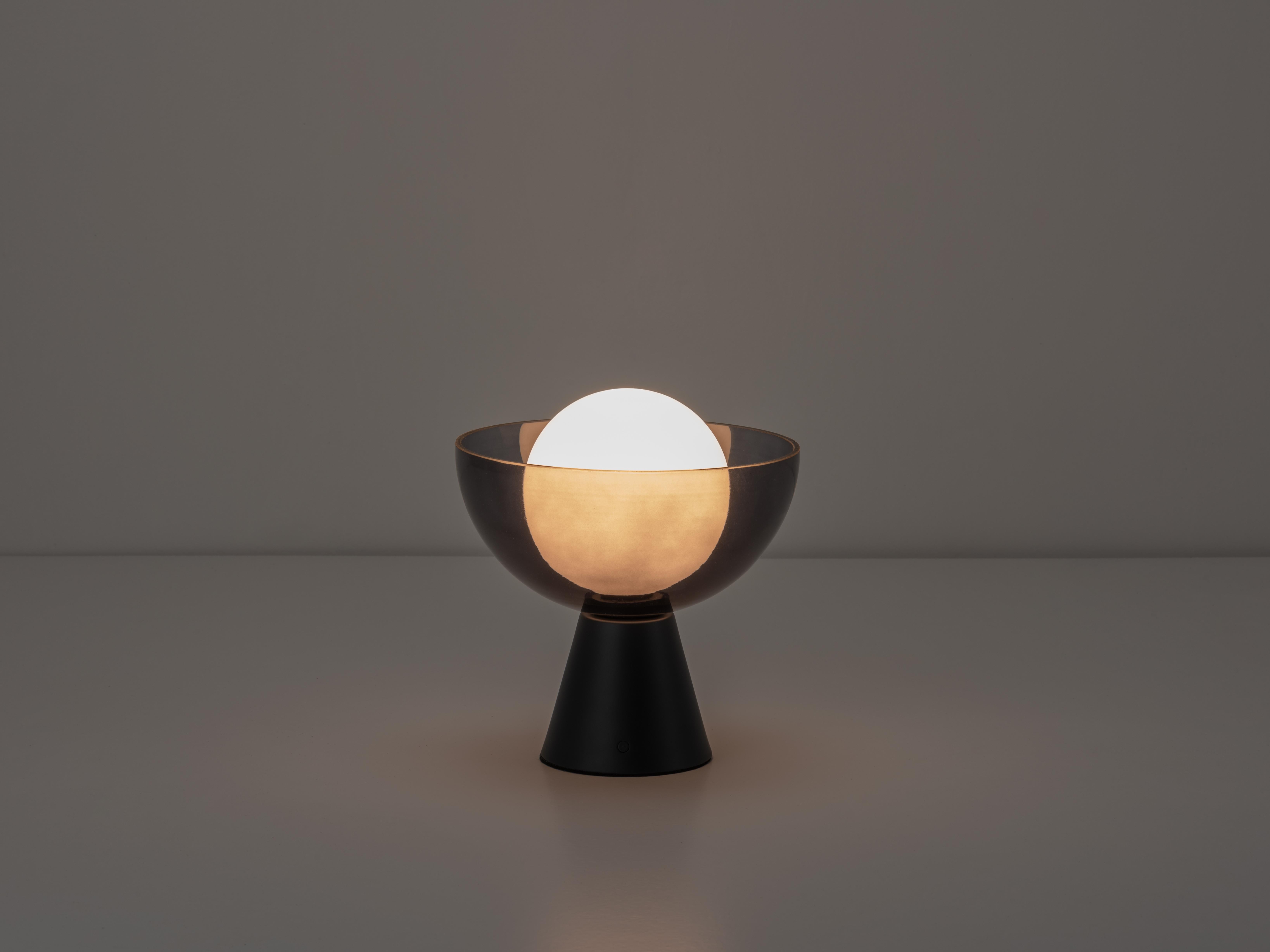 Mid-Century Modern Houseof Charcoal dome cordless table lamp For Sale