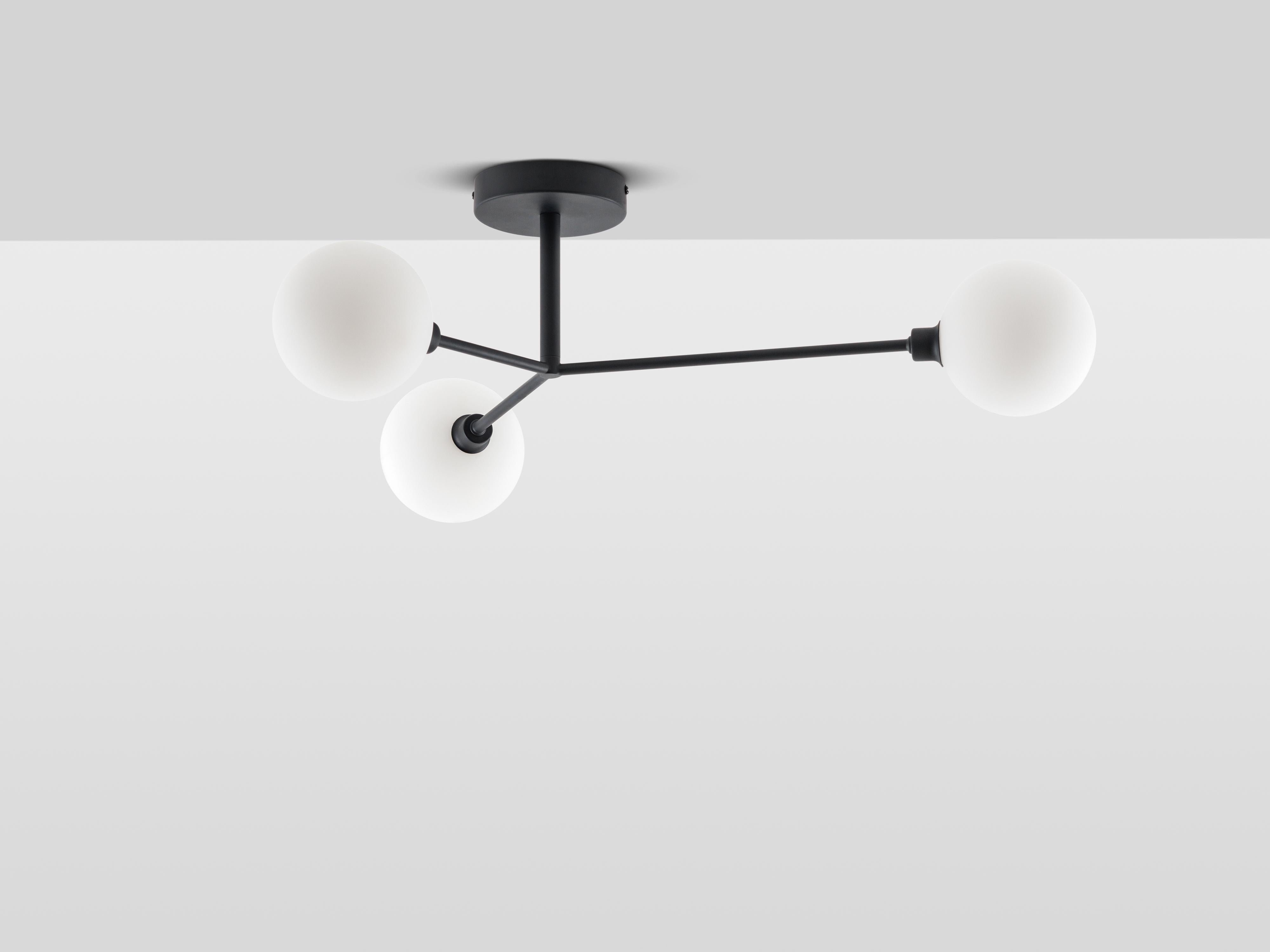 Mid-Century Modern Houseof Charcoal grey 3 light flush ceiling light For Sale