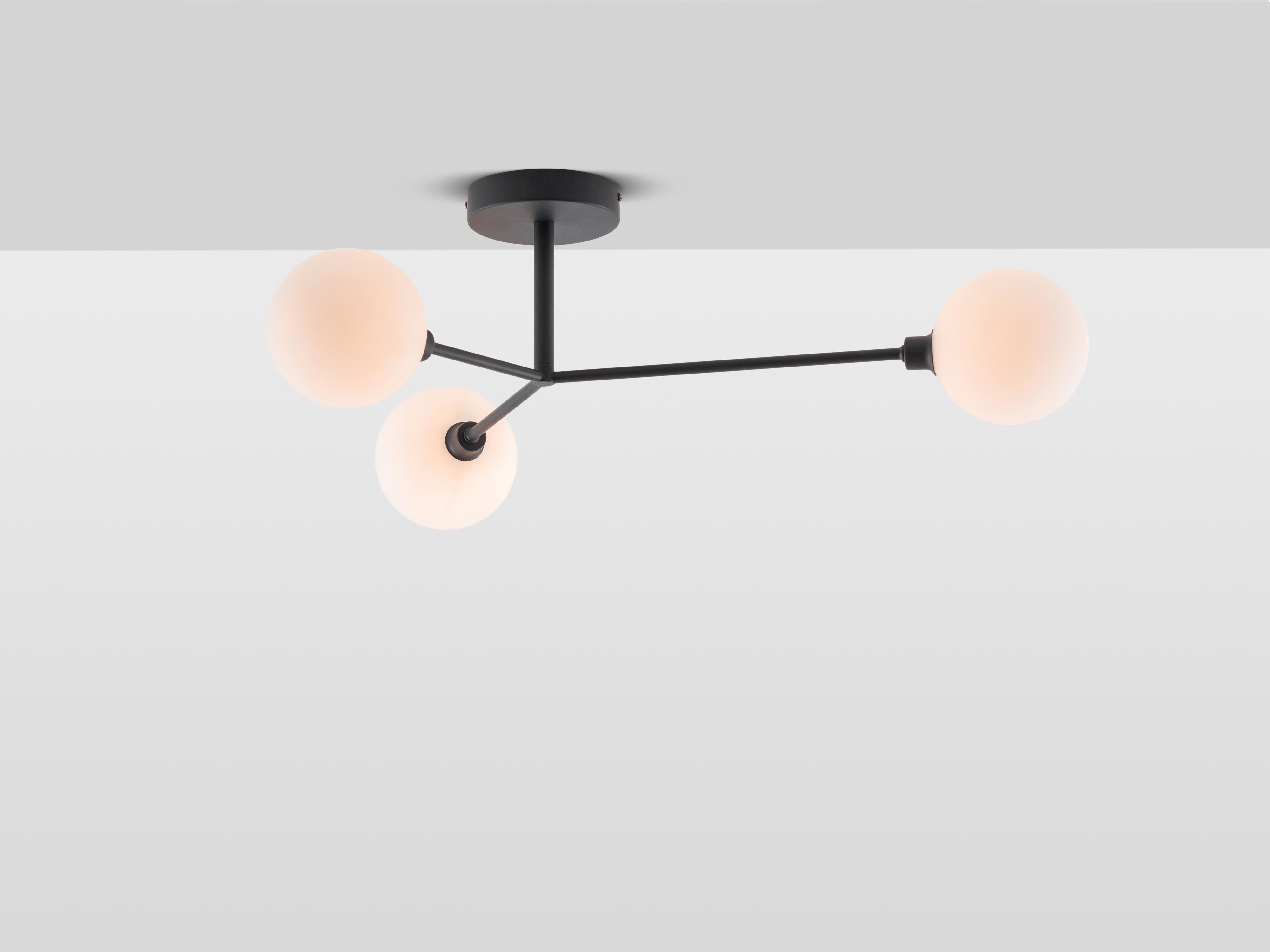 Chinese Houseof Charcoal grey 3 light flush ceiling light For Sale