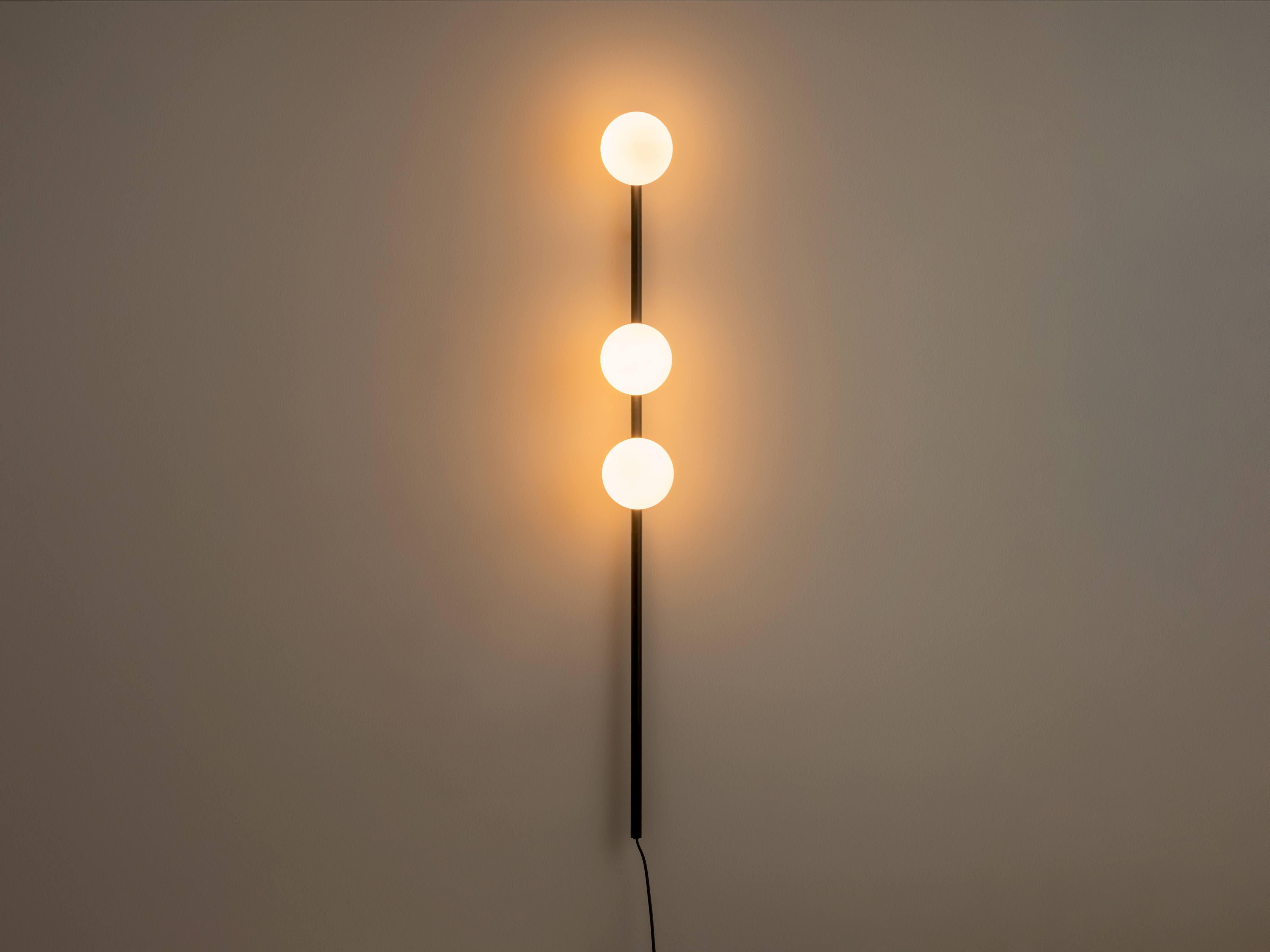 Chinese Houseof Charcoal Grey Bar Opal Ball Wall Light For Sale
