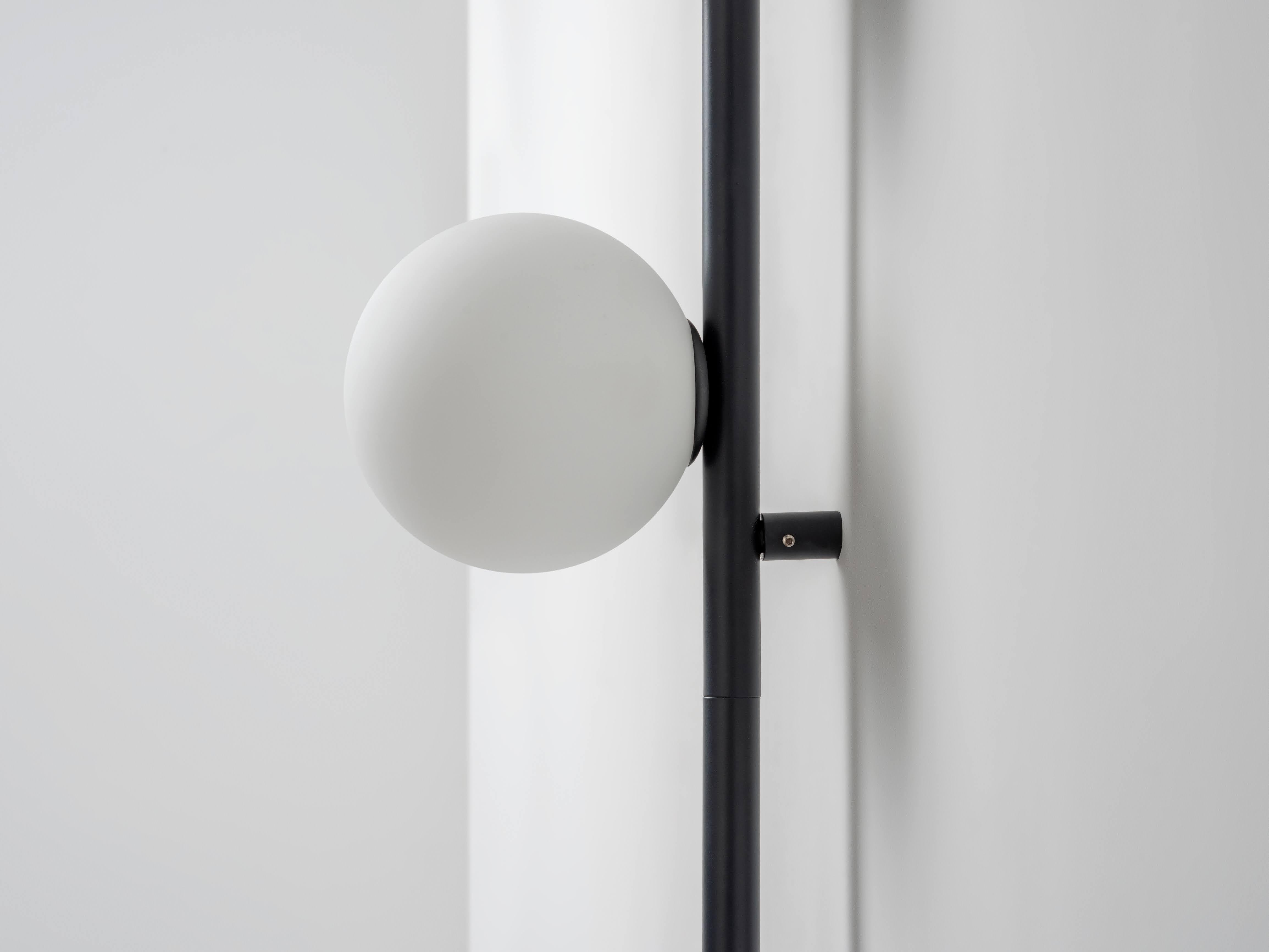 Contemporary Houseof Charcoal Grey Bar Opal Ball Wall Light For Sale