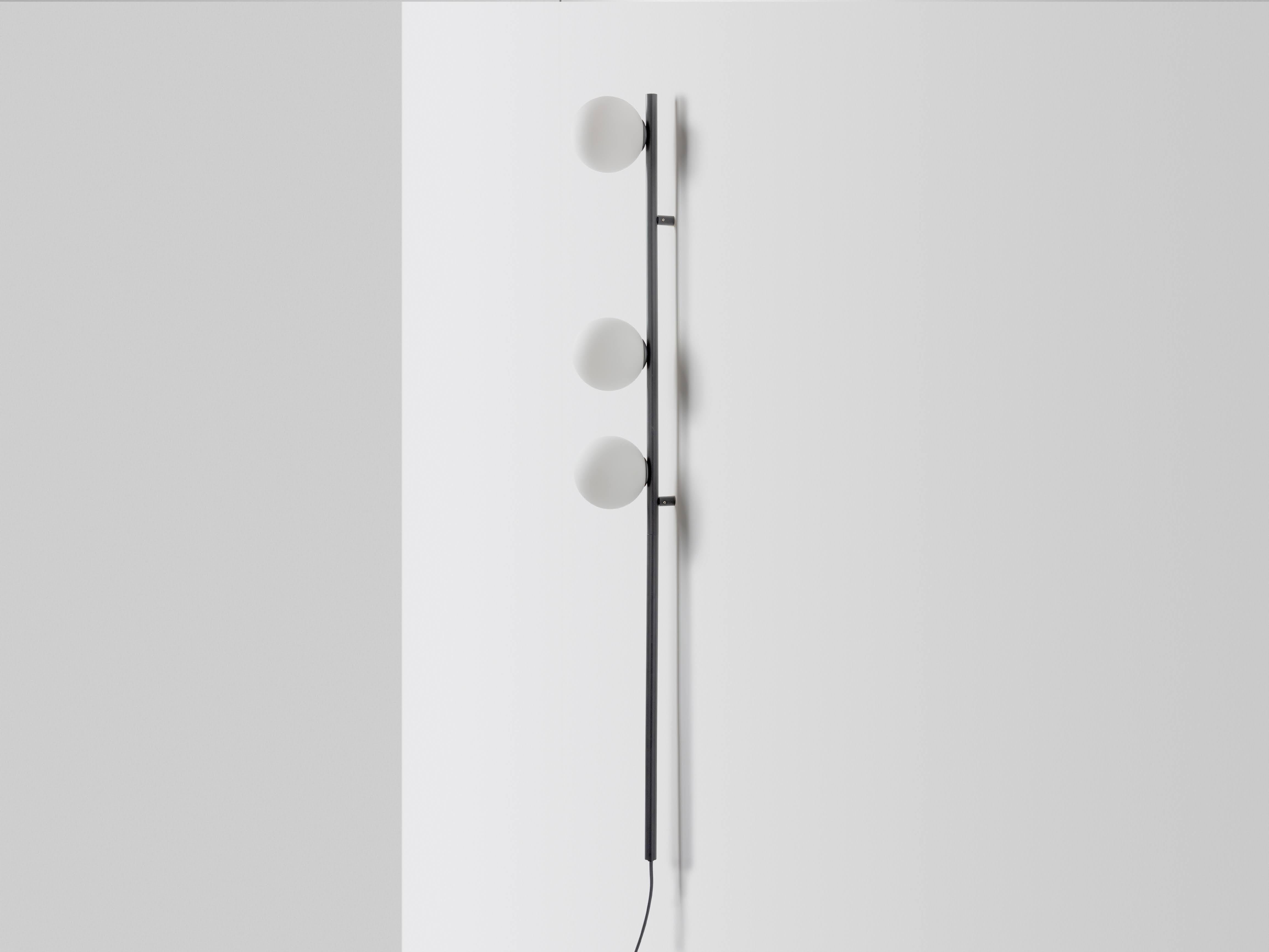 Metal Houseof Charcoal Grey Bar Opal Ball Wall Light For Sale