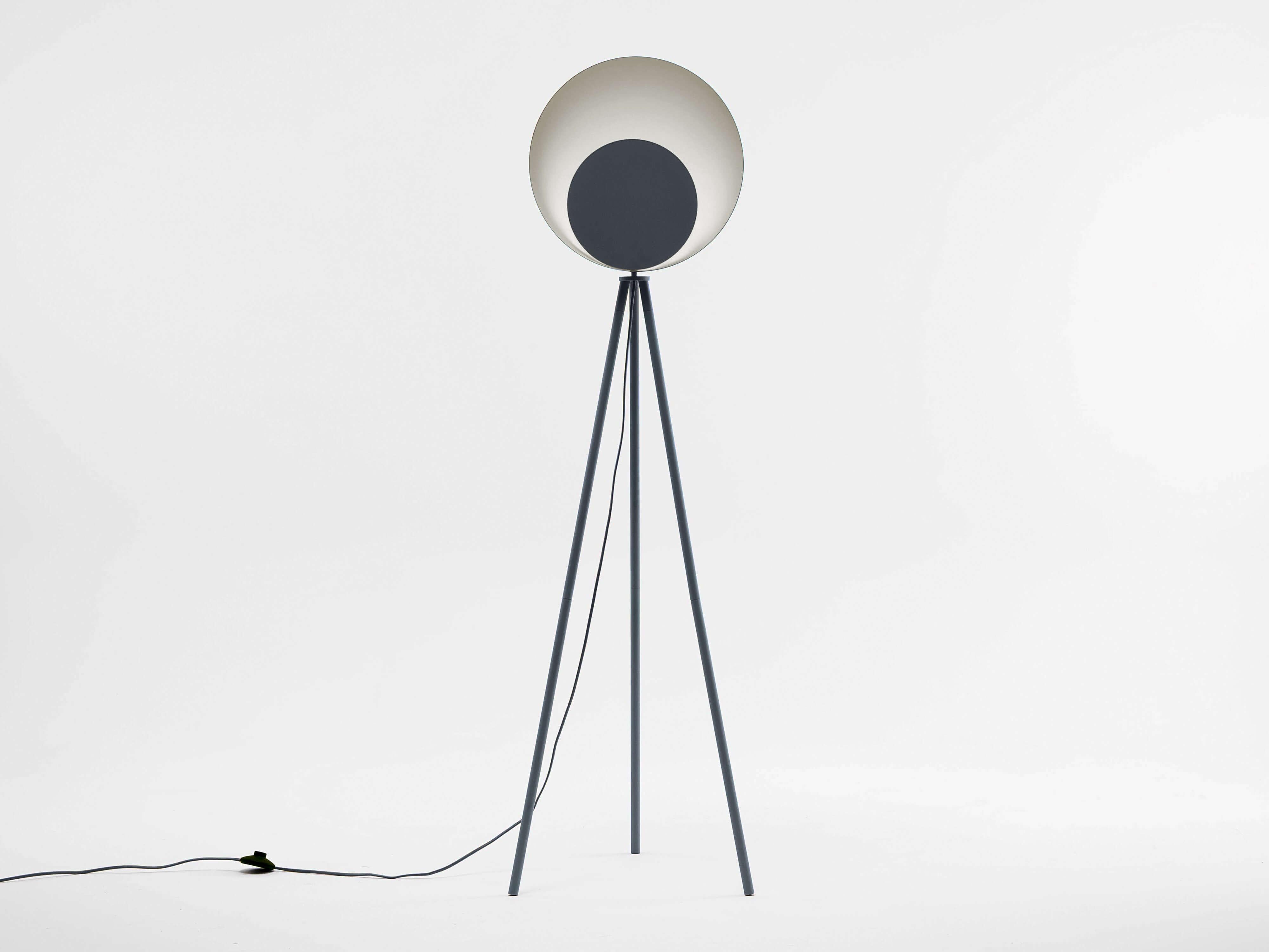 Scandinavian Modern Houseof Charcoal Grey Beige Metal Diffuser Floor Lamp For Sale