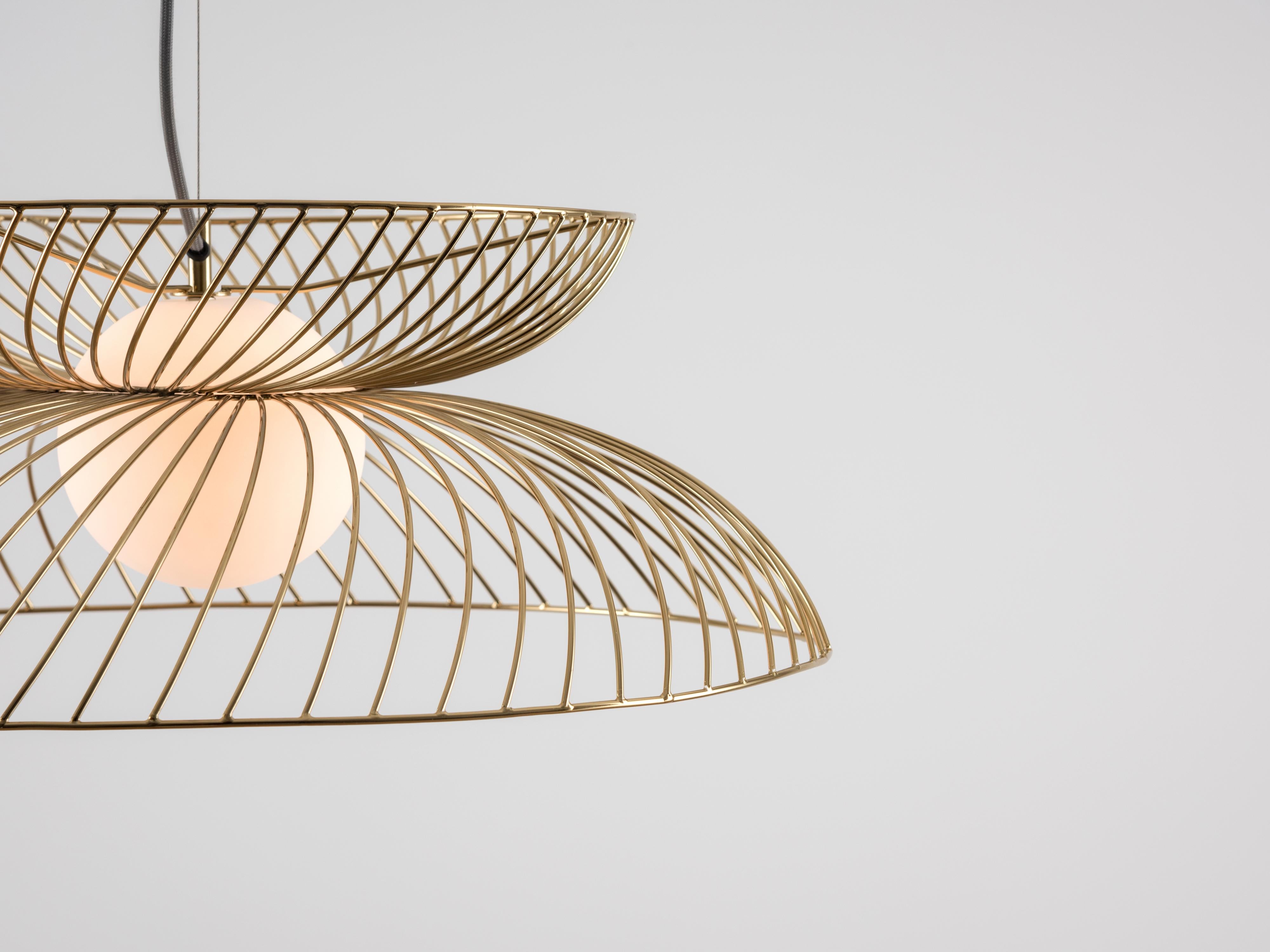 Scandinavian Modern Houseof Brass Cage Ceiling Light with Metal For Sale