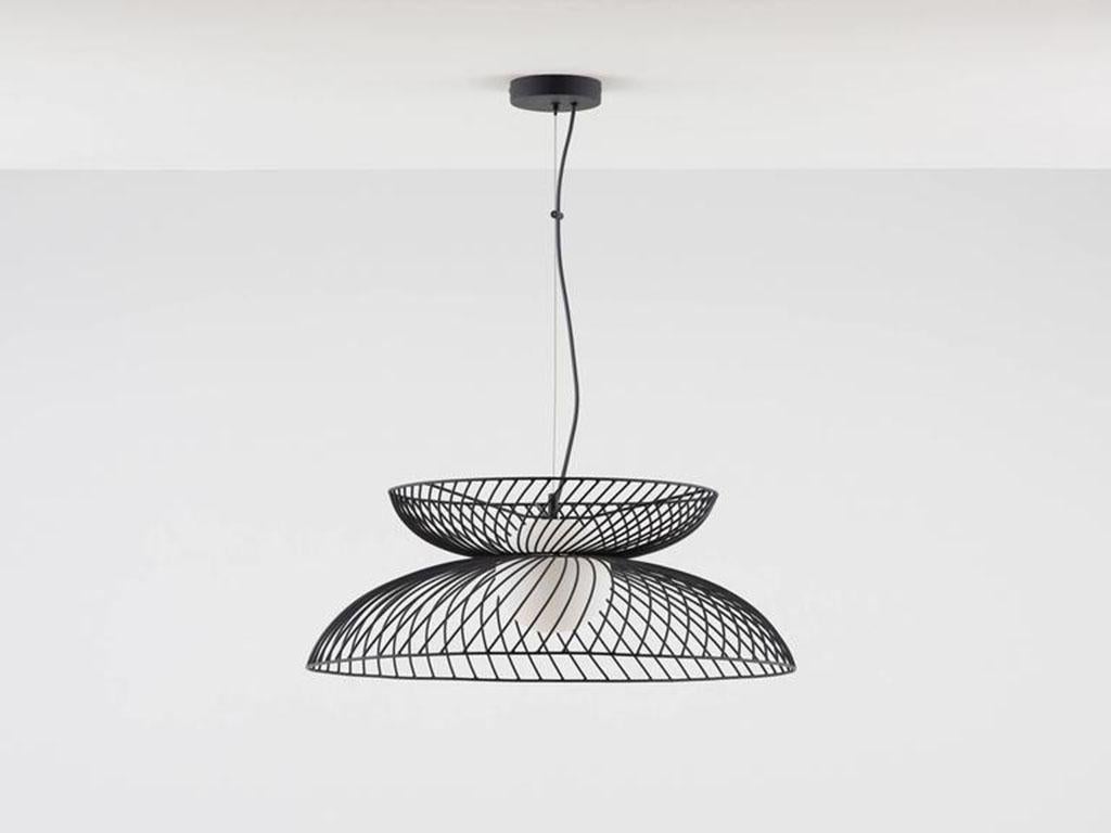 Chinese Houseof Charcoal Grey Cage Ceiling Light with Metal For Sale