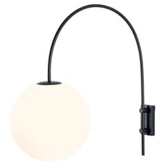 Houseof Charcoal Grey Curve Opal Wall Light with Metal and Glass Shade