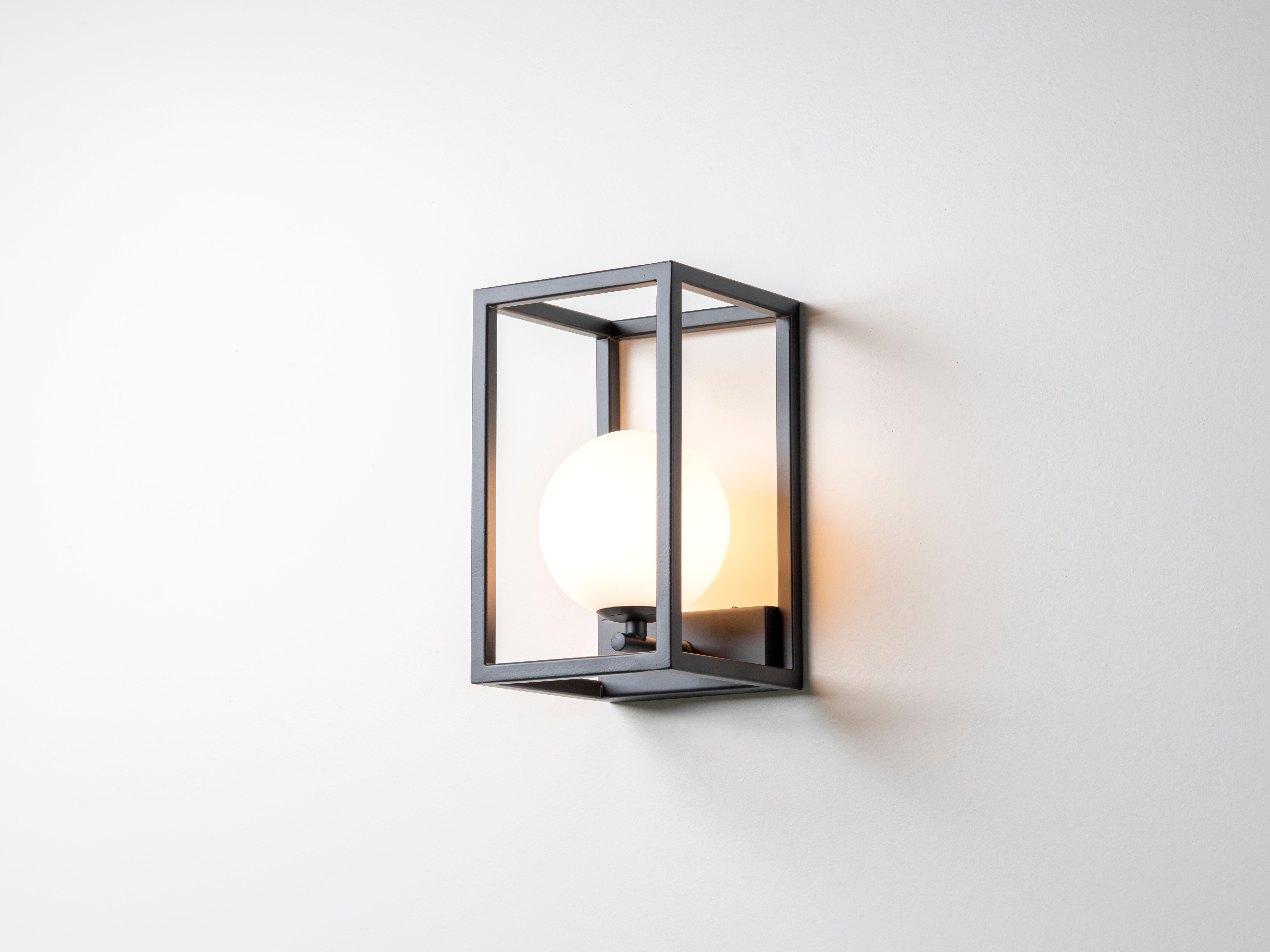 Contemporary houseof Charcoal grey lantern wall light For Sale