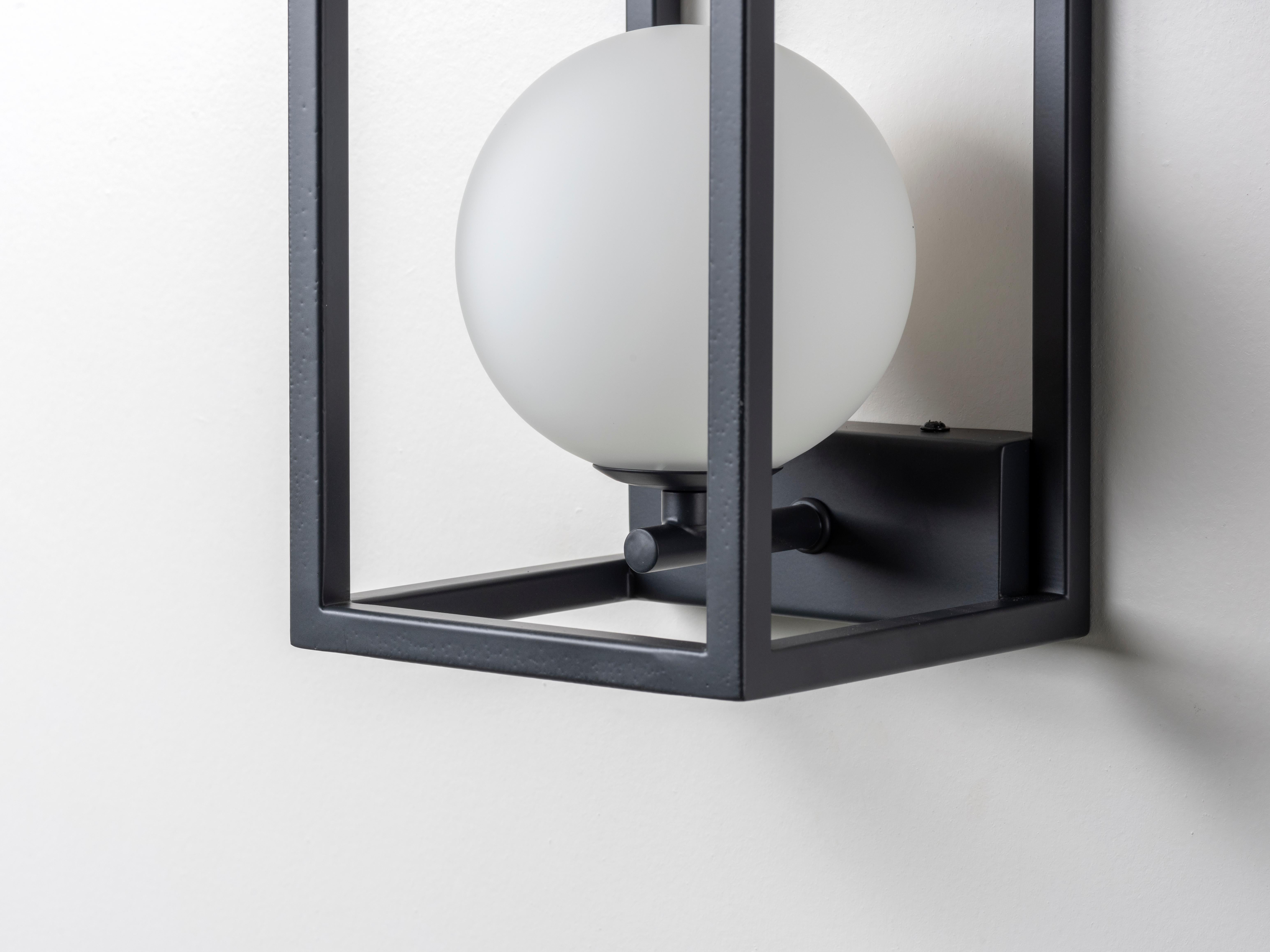 Iron houseof Charcoal grey lantern wall light For Sale