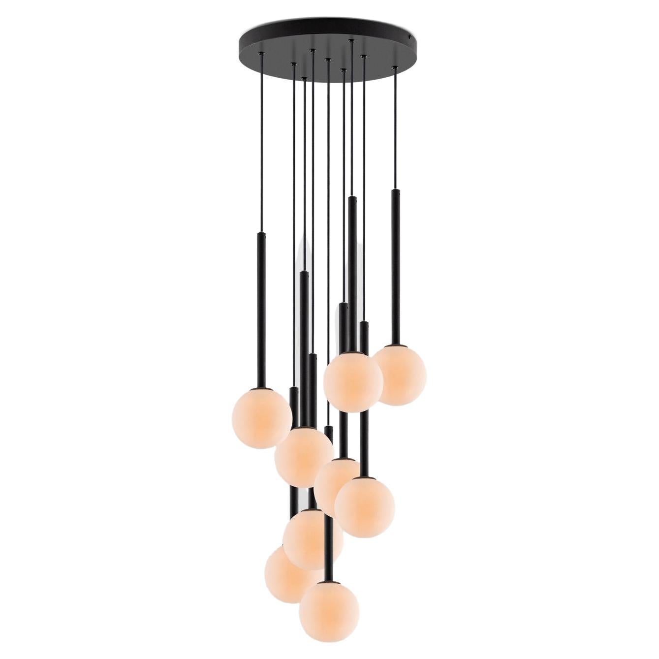 Houseof Charcoal Grey Opal Ball Cluster Ceiling Light with Metal and Glass Shade For Sale