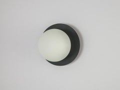Houseof Charcoal Grey Opal Disk Wall Light with Metal and Glass Shade