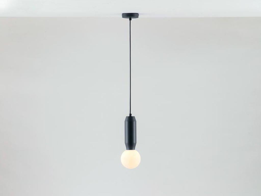 Scandinavian Modern Houseof Charcoal Grey Pendant Ceiling Light with Opal Glass Shade