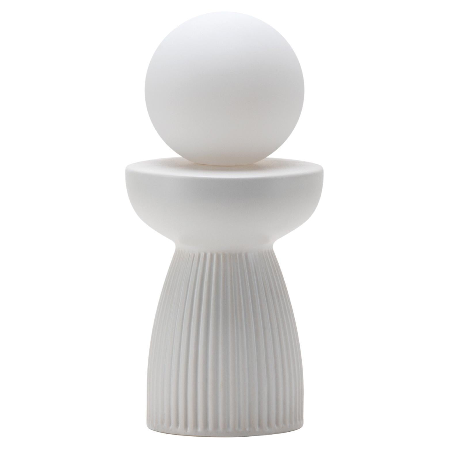 Houseof Sand White Ribbed Ceramic Table Lamp For Sale
