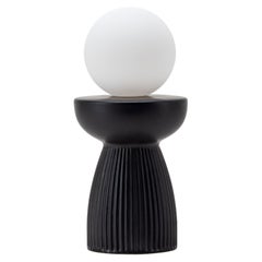 Houseof Charcoal Grey Ribbed Ceramic Table Lamp