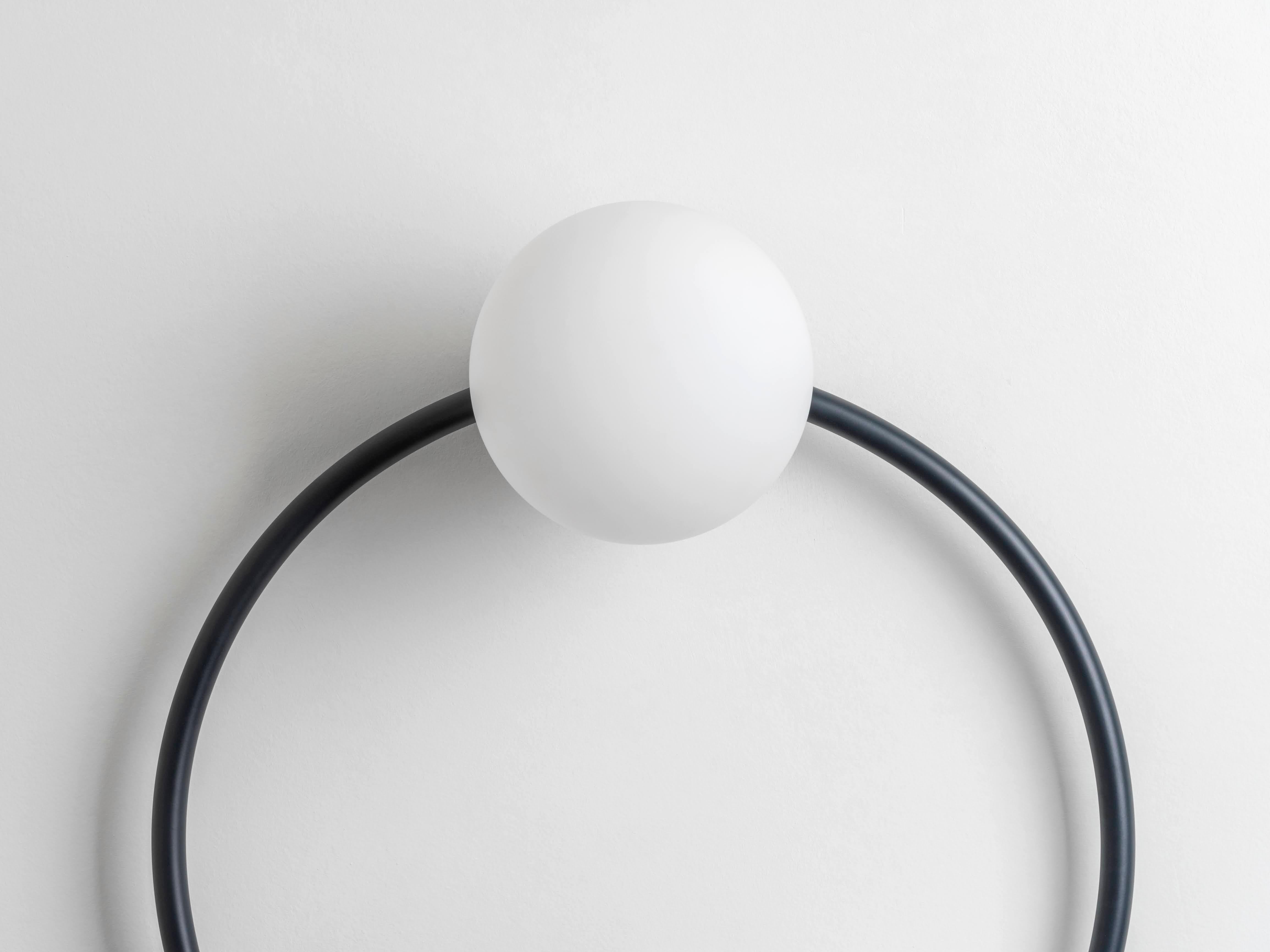 Houseof Charcoal Grey Ring Wall Light with Opal Shades In New Condition In Bradford on Avon, GB