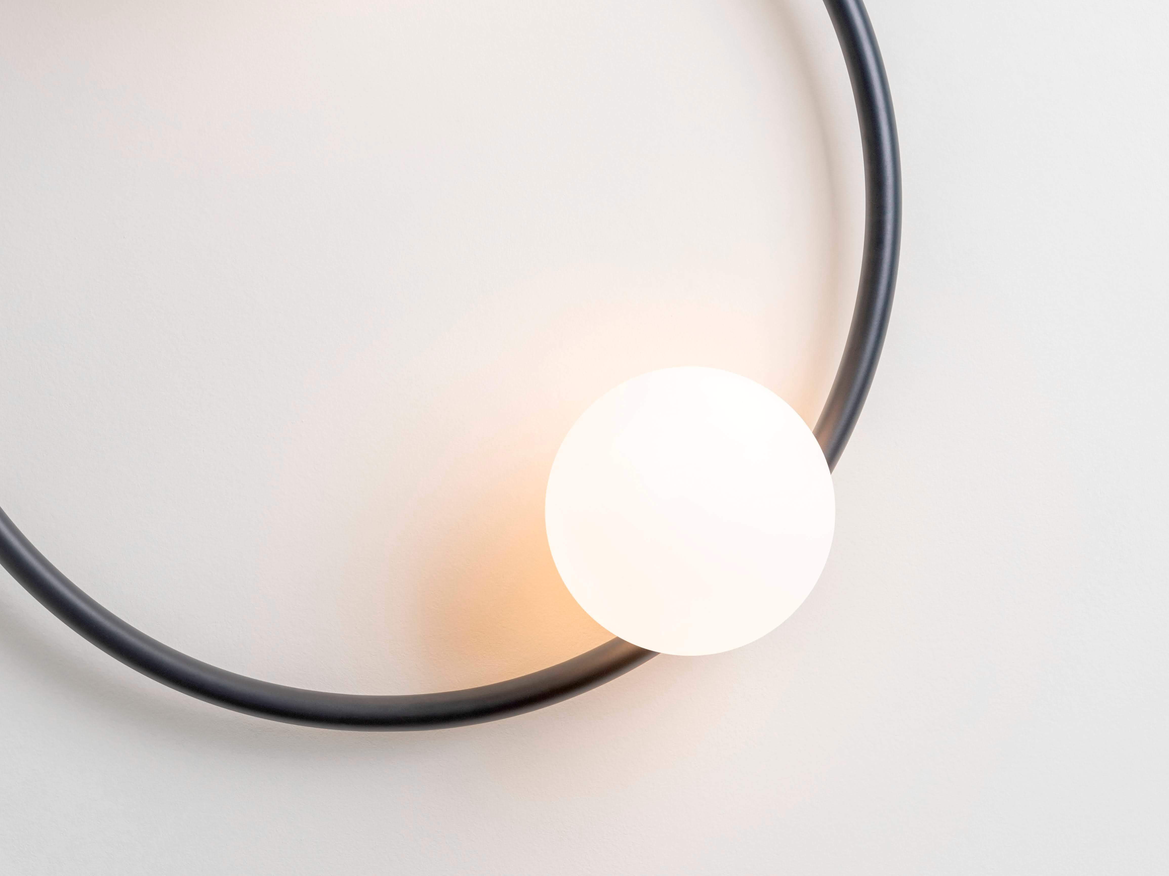 Contemporary Houseof Charcoal Grey Ring Wall Light with Opal Shades