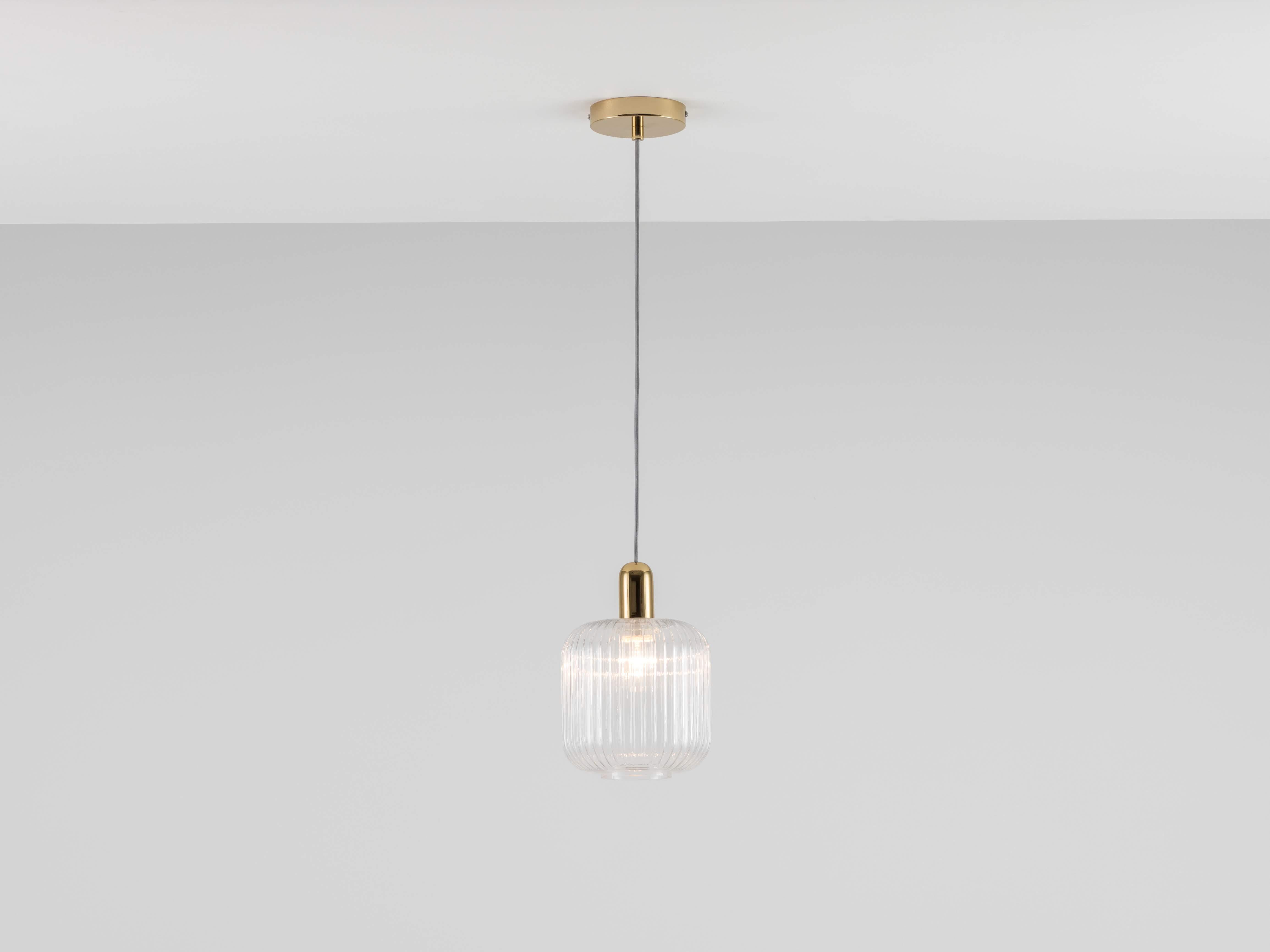 Houseof Lámpara de techo con pantalla de cristal estriado transparente Chino en venta
