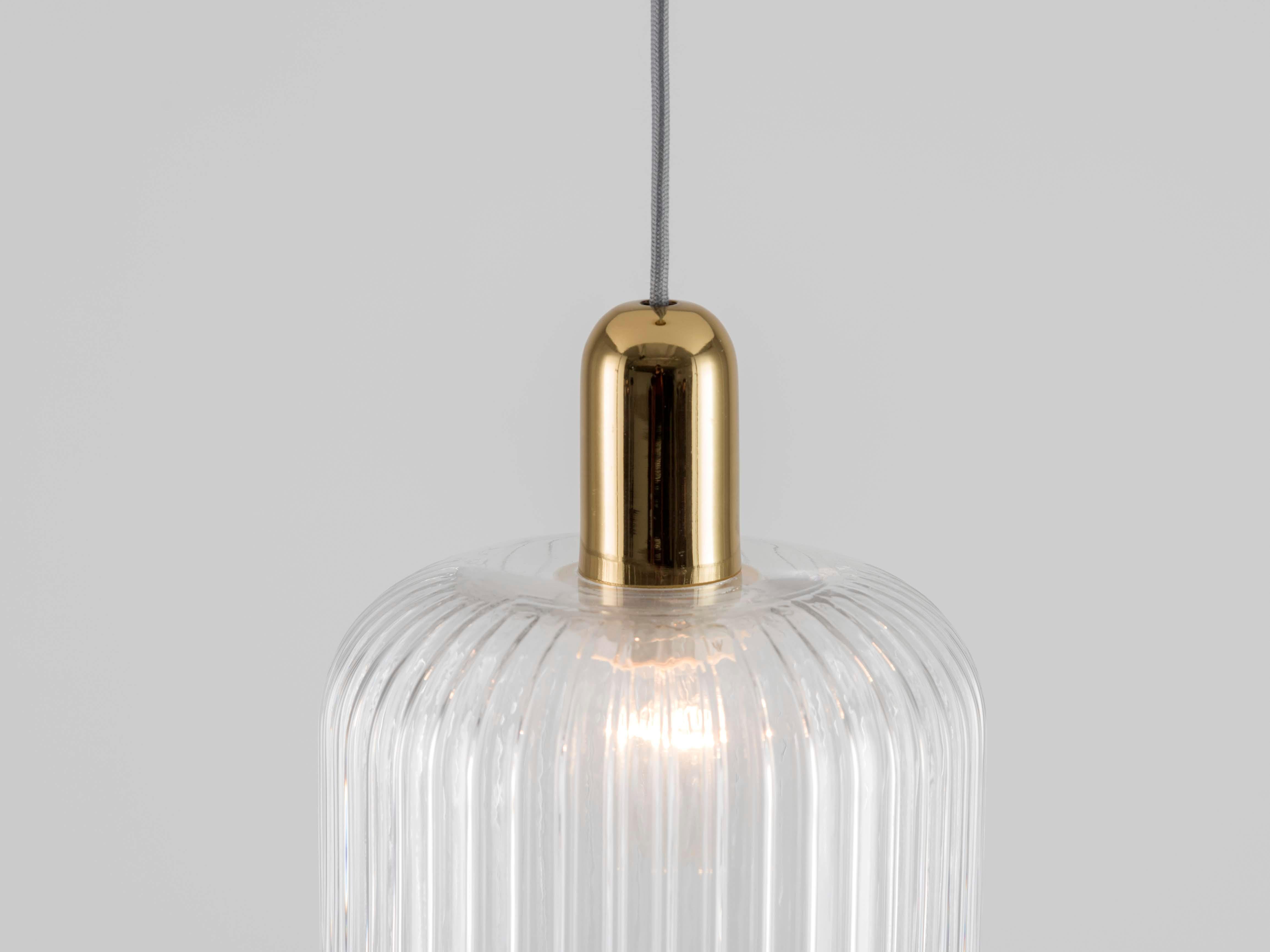 Houseof Lámpara de techo con pantalla de cristal estriado transparente Siglo XXI y contemporáneo en venta