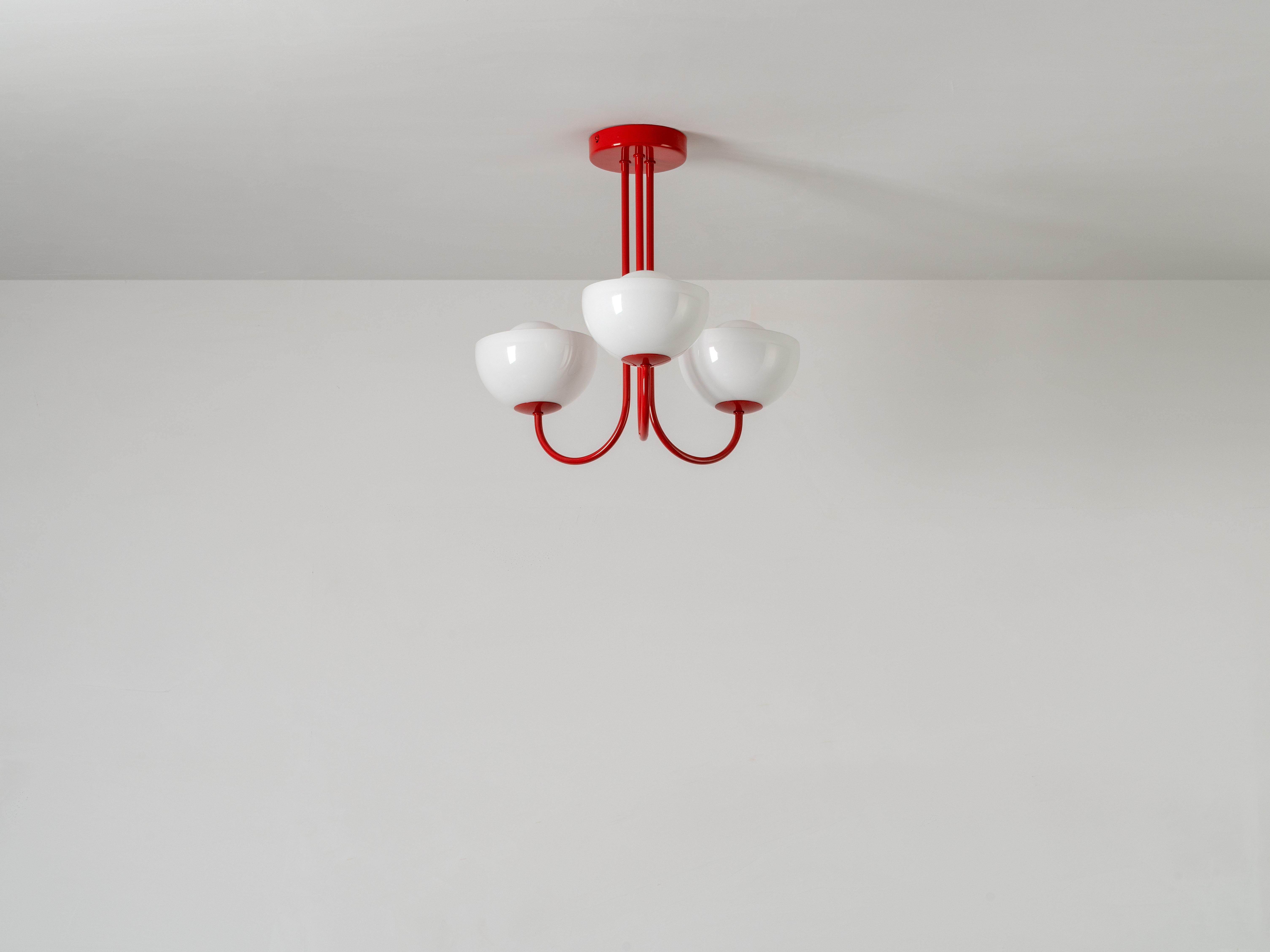 Mid-Century Modern Houseof Jam red 3 light dome ceiling light For Sale