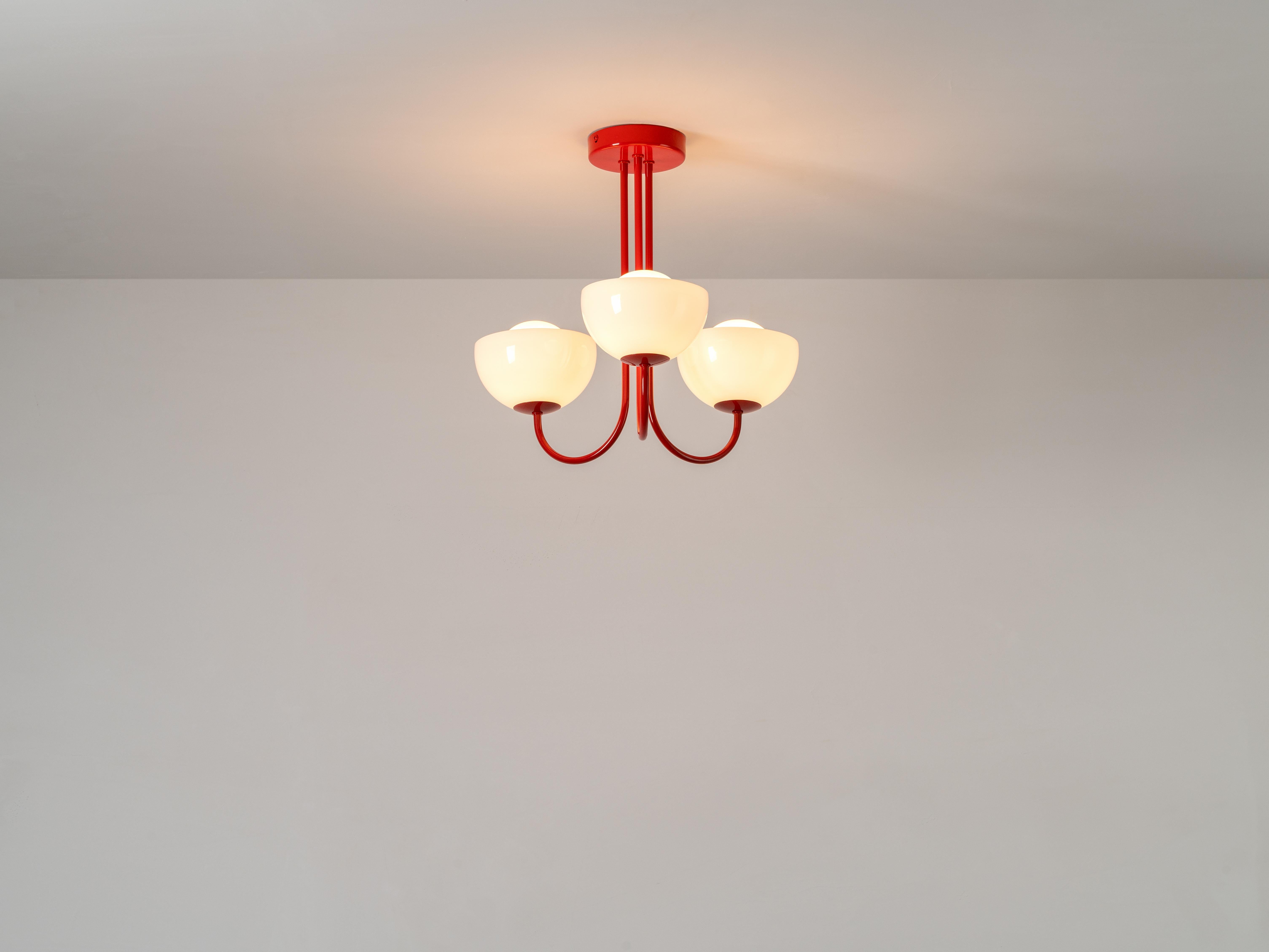 Chinese Houseof Jam red 3 light dome ceiling light For Sale