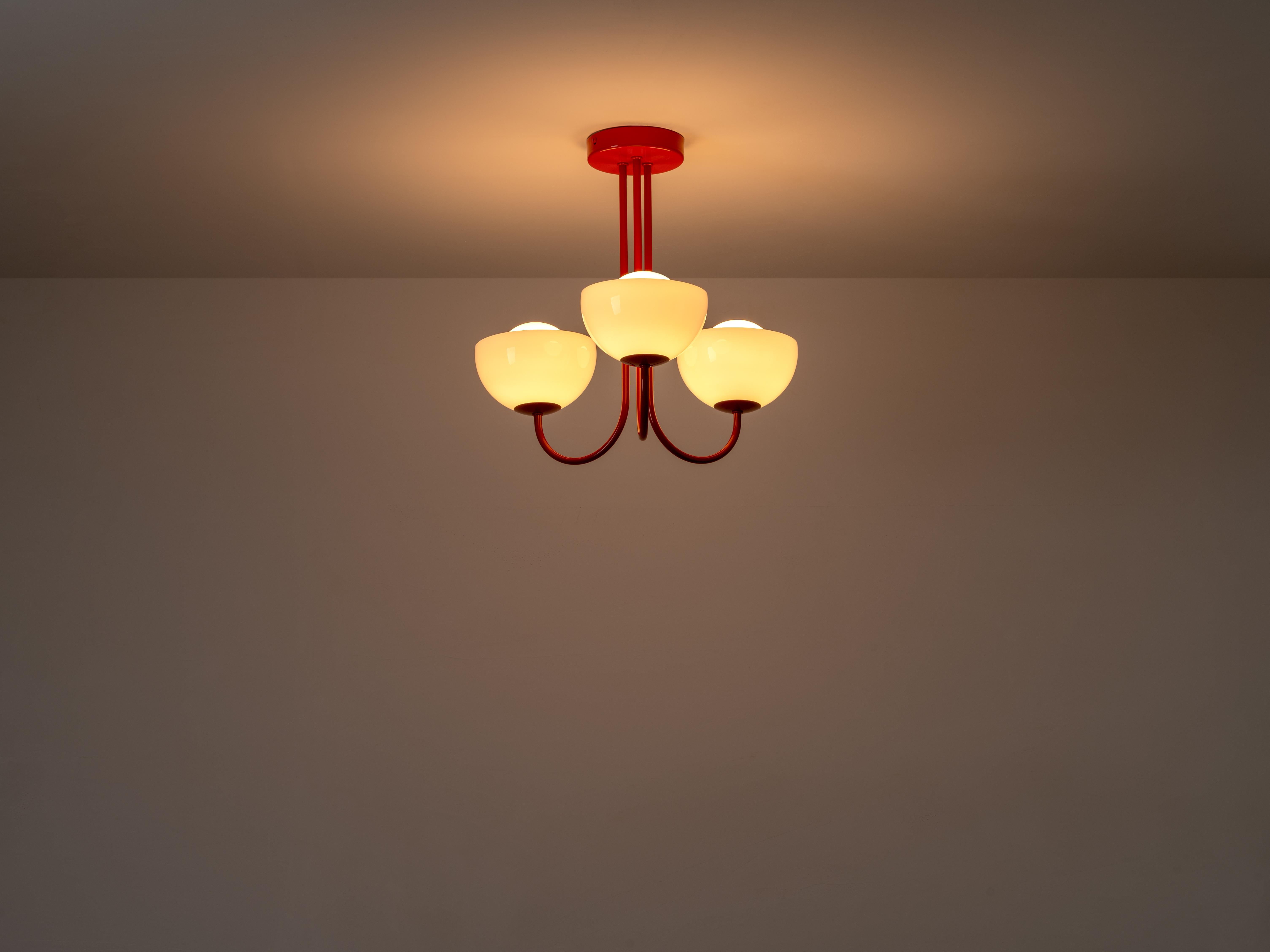 Houseof Jam red 3 light dome ceiling light In New Condition For Sale In Bradford on Avon, GB