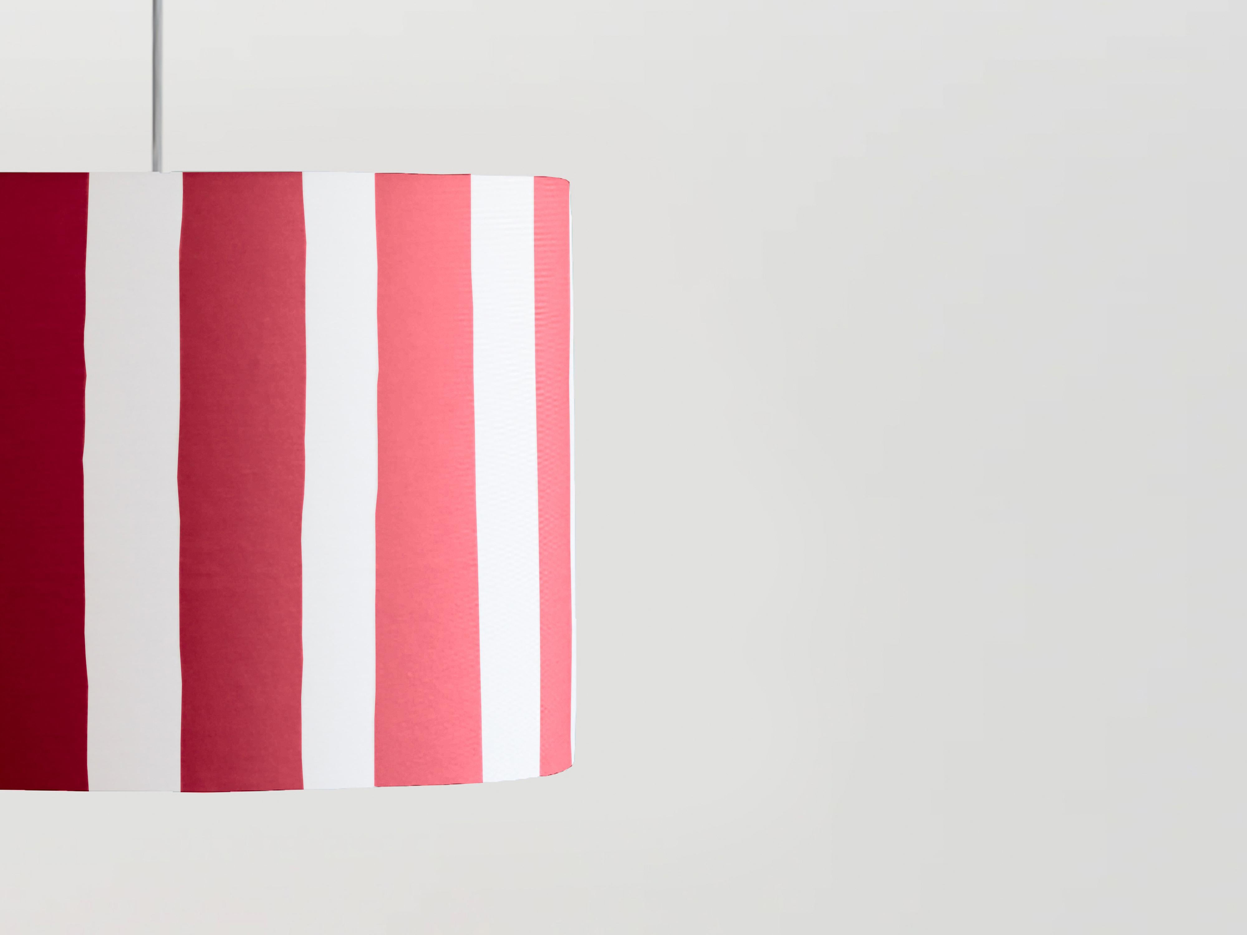 Mid-Century Modern houseof Jam red & white stripe printed shade For Sale