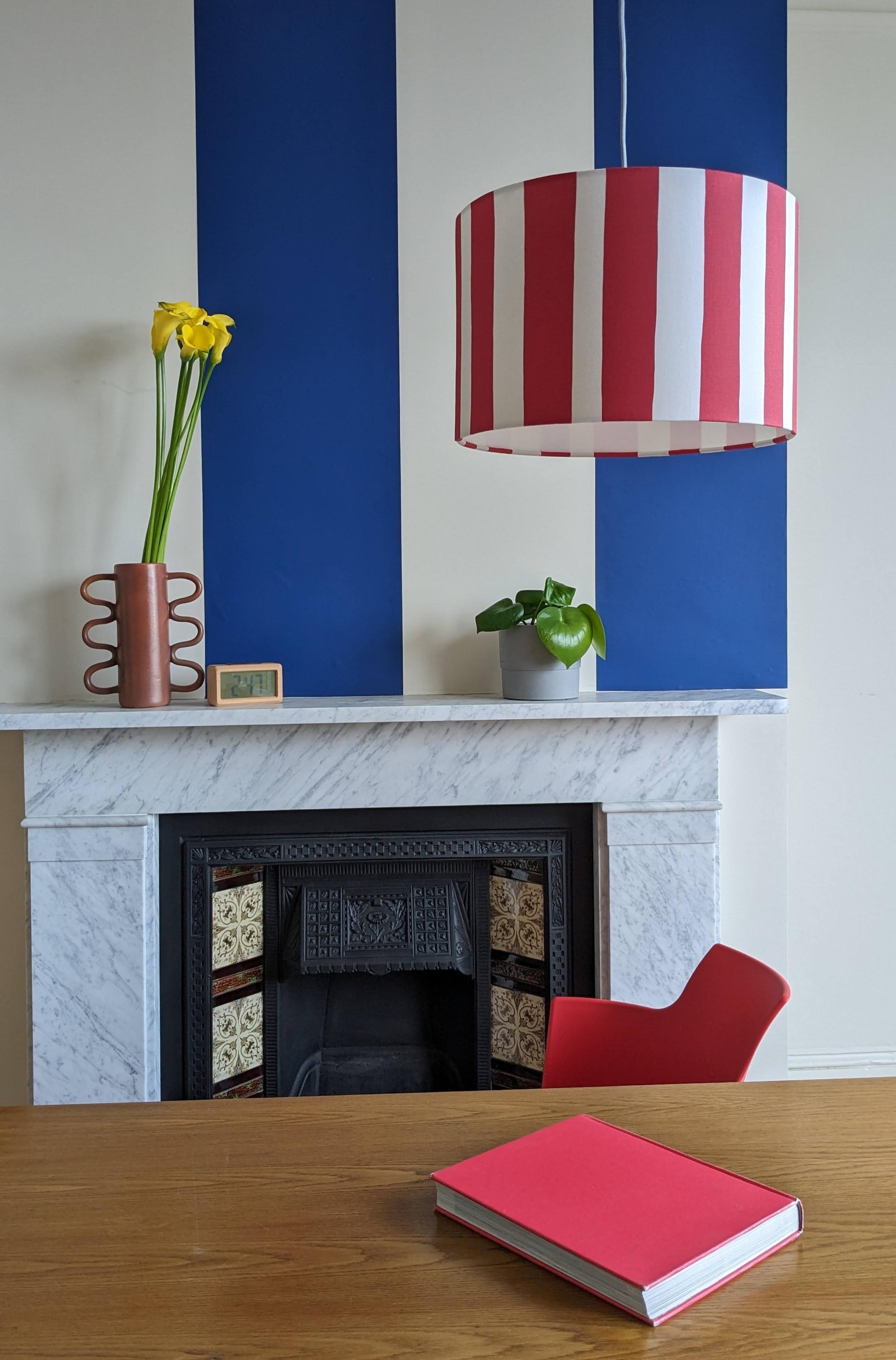 Chinese houseof Jam red & white stripe printed shade For Sale