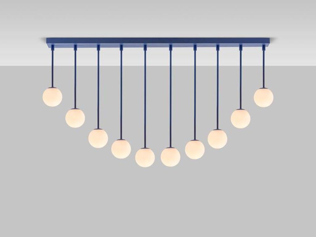 Chinese Houseof Lilac Opal Ball Flush Ceiling Light with Metal and Glass Shade