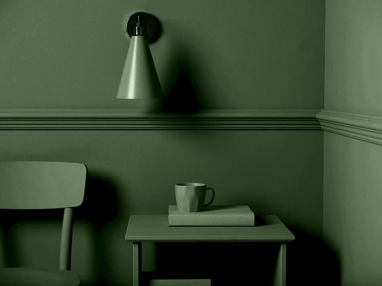 Houseof Olive Green Cone Shade Wall Light with Metal and Brass at ...