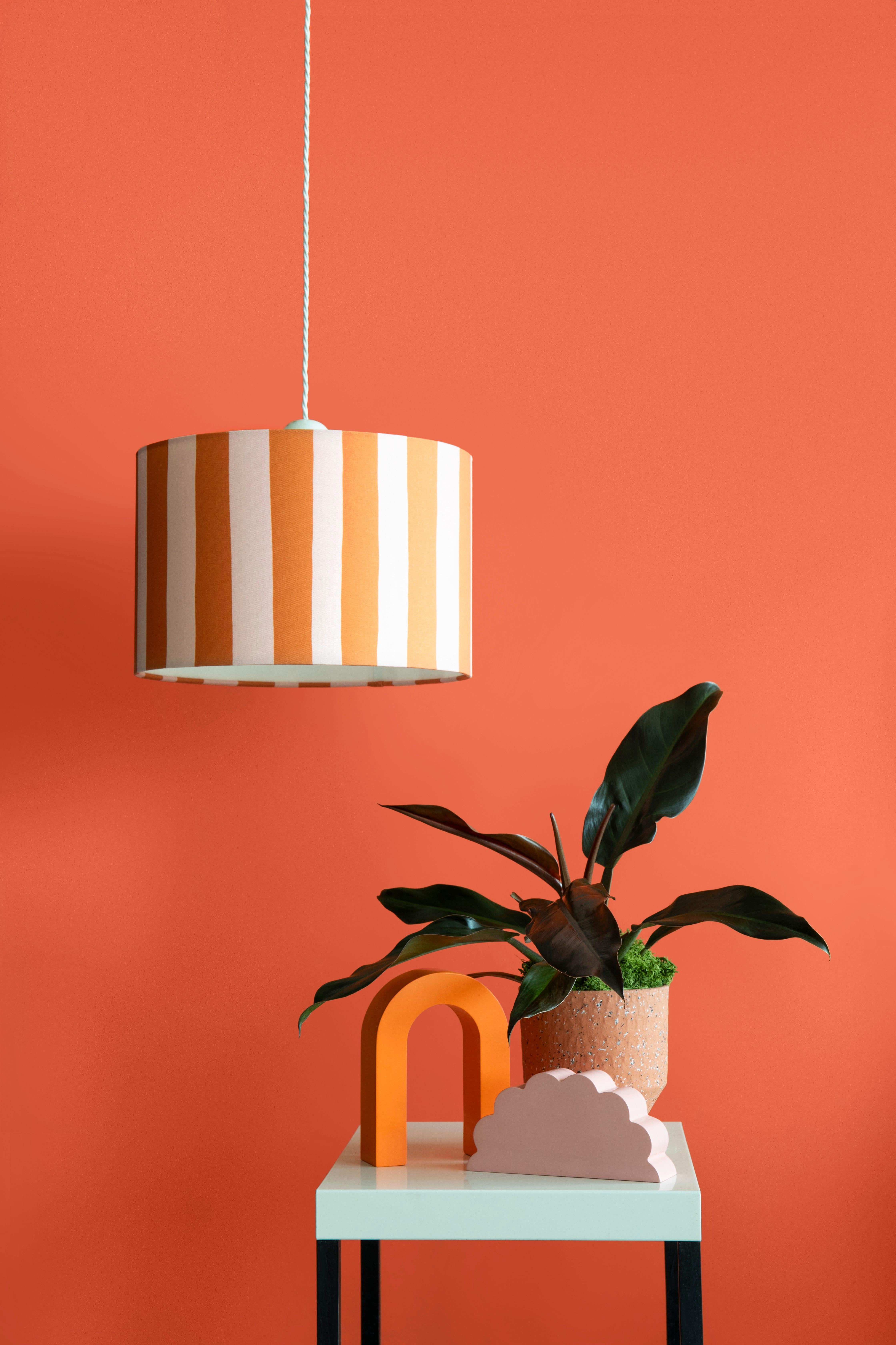 houseof Peel Pantalla estampada de rayas naranjas y blancas en Nuevo estado para la venta en Bradford on Avon, GB