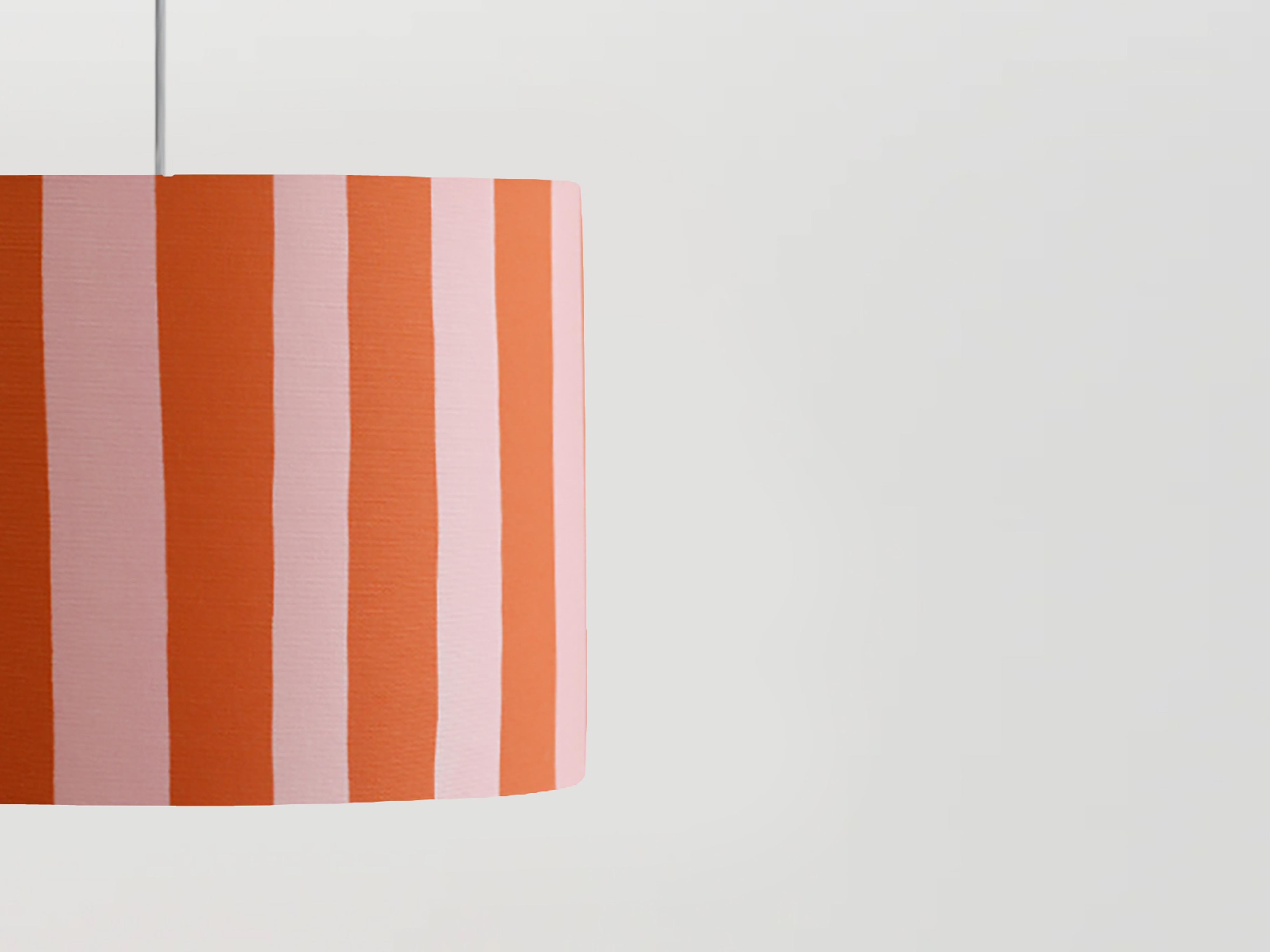 Mid-Century Modern houseof Pink & orange stripe printed shade For Sale