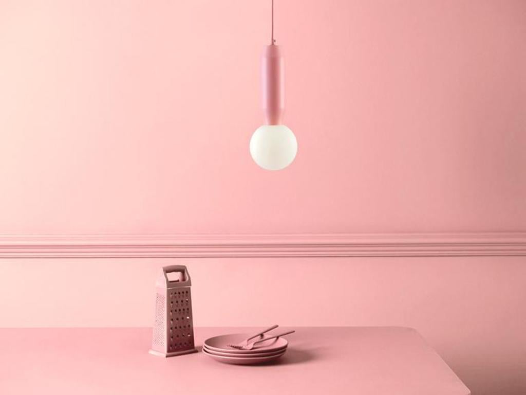 Painted Houseof Pink Pendant Ceiling Light with Opal Glass Shade
