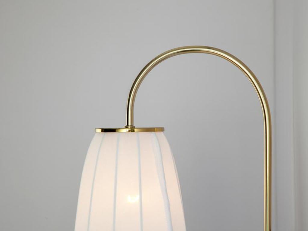 Scandinavian Modern Houseof White and Brass Soft Fabric Wall Light with Metal and Shade