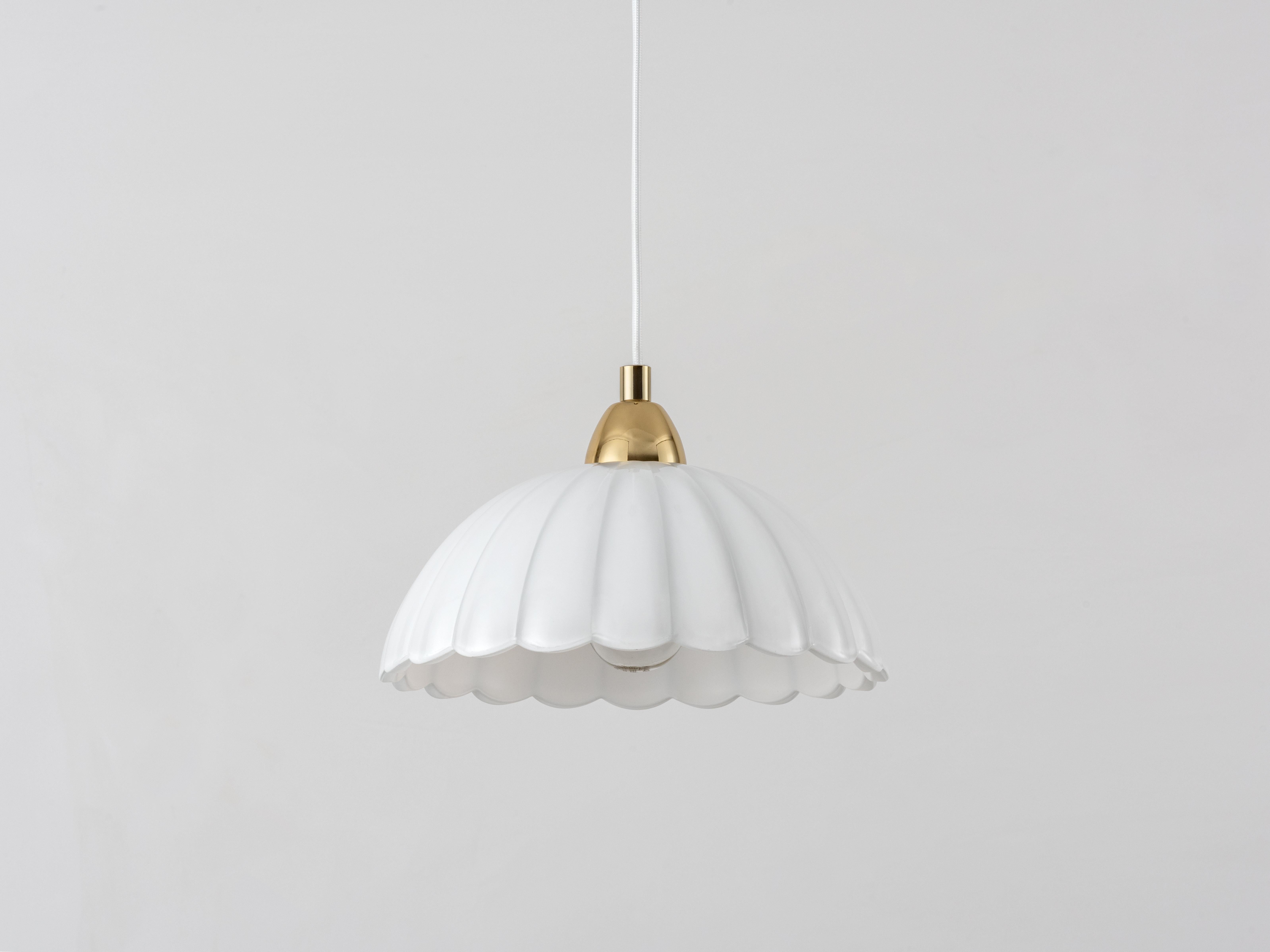 Mid-Century Modern Houseof White flower glass pendant light For Sale