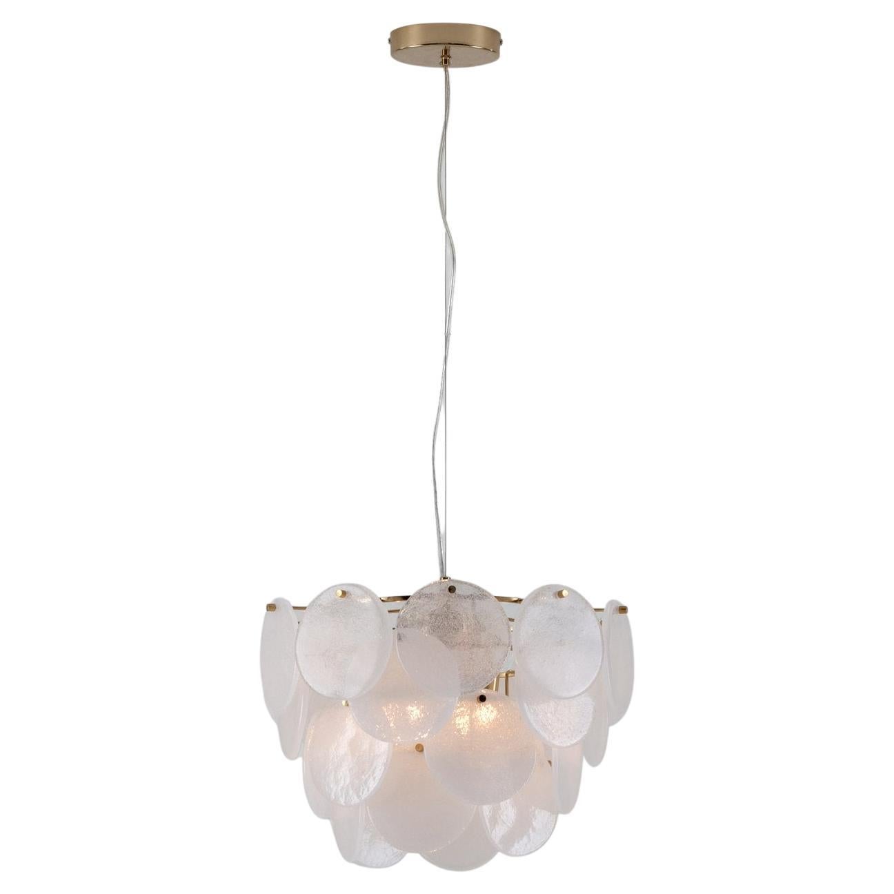 Houseof White Glass Disk Ceiling Light with Metal and Glass Shade