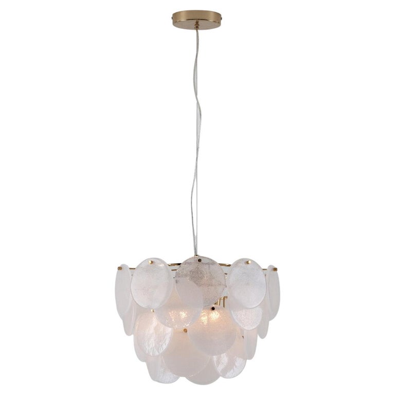 Houseof White Glass Disk Ceiling Light with Metal and Glass Shade For Sale  at 1stDibs