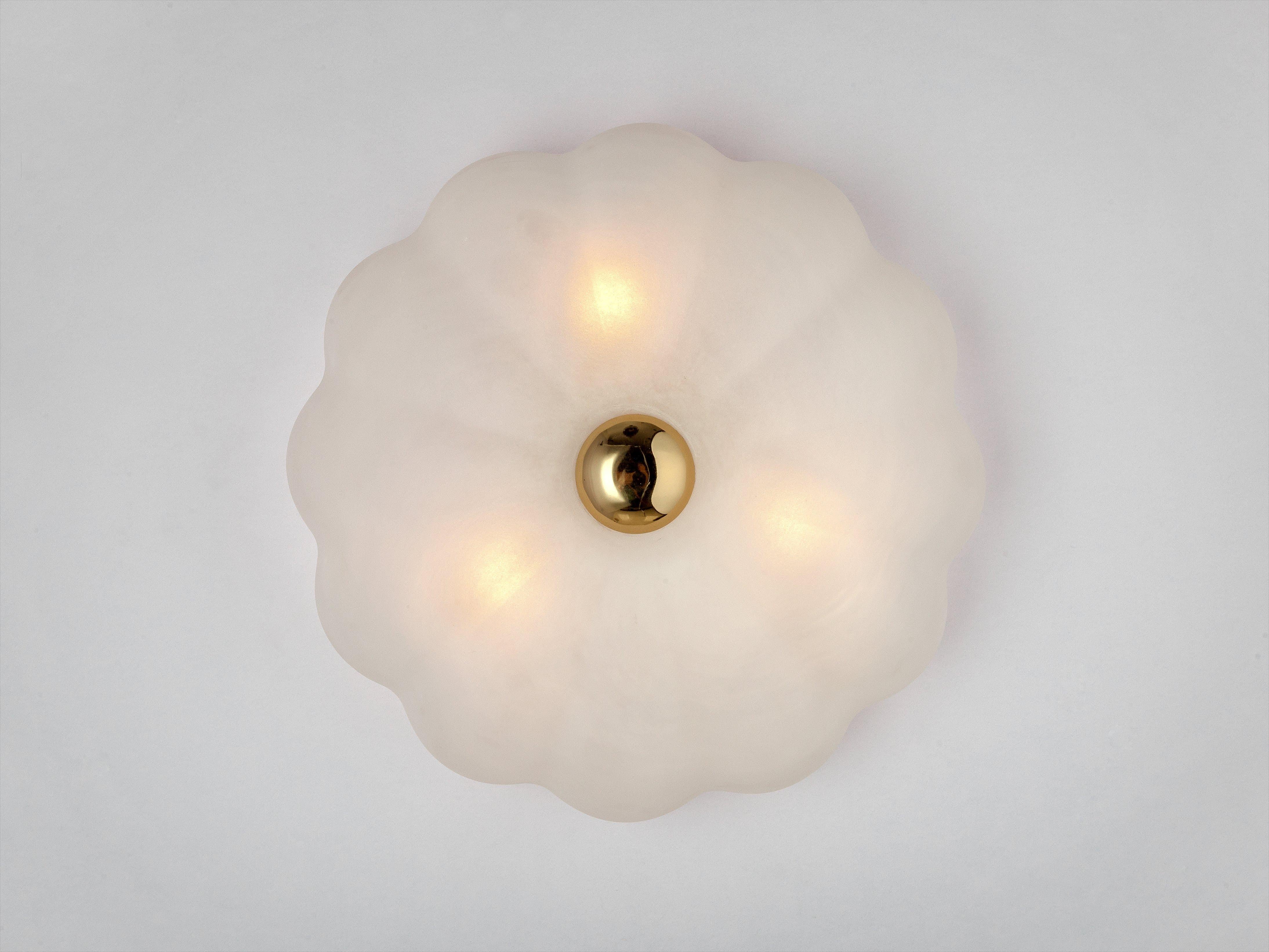 Contemporary Houseof White Opal Glass Flower Flush Ceiling Light For Sale