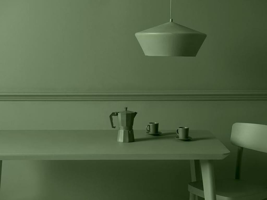 Painted Houseof Wide Metal Diner Pendant in Olive Green