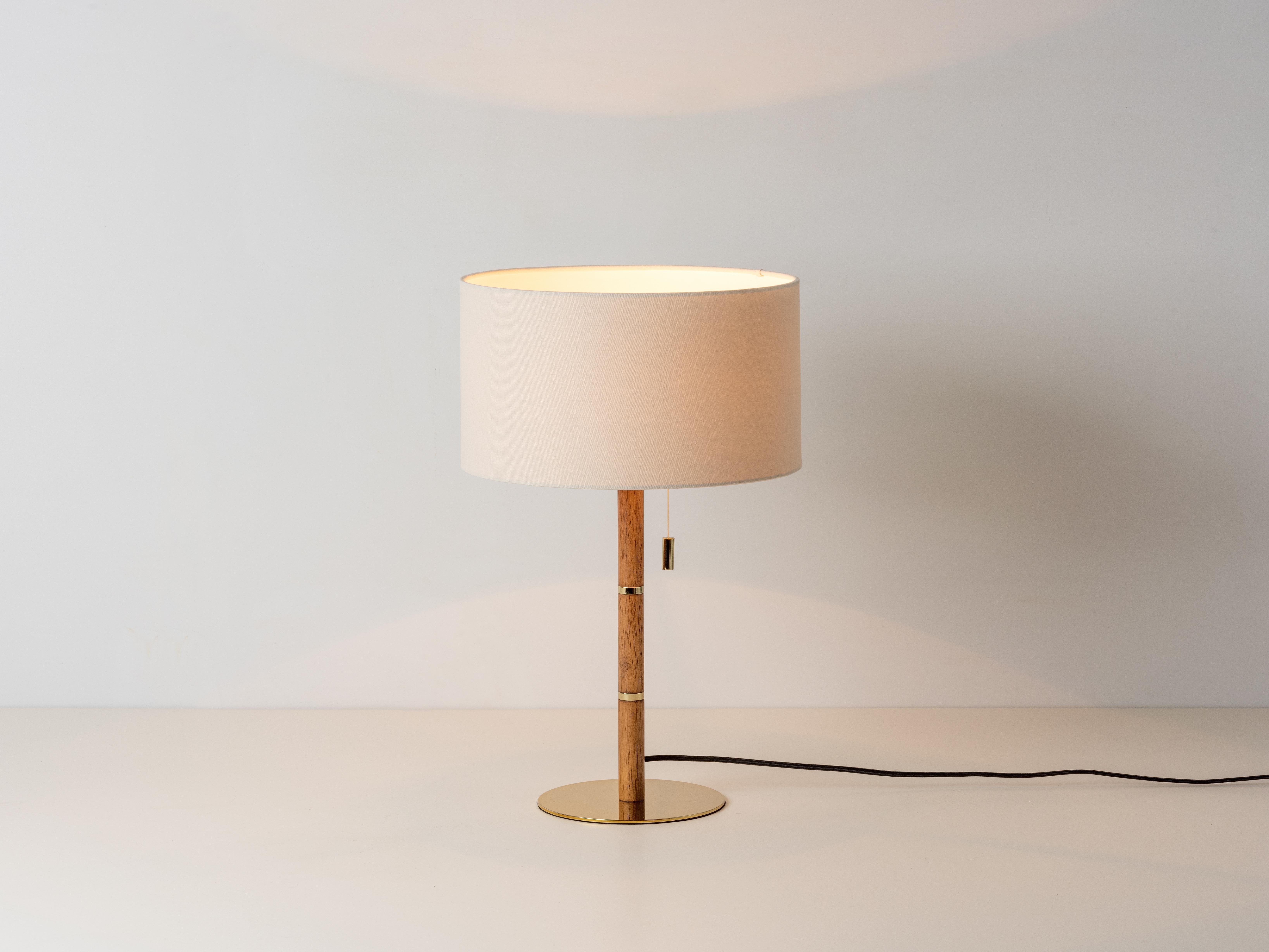 Mid-Century Modern Houseof Wooden and brass disk table lamp