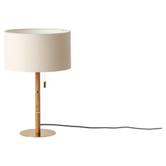 Houseof Wooden and brass disk table lamp