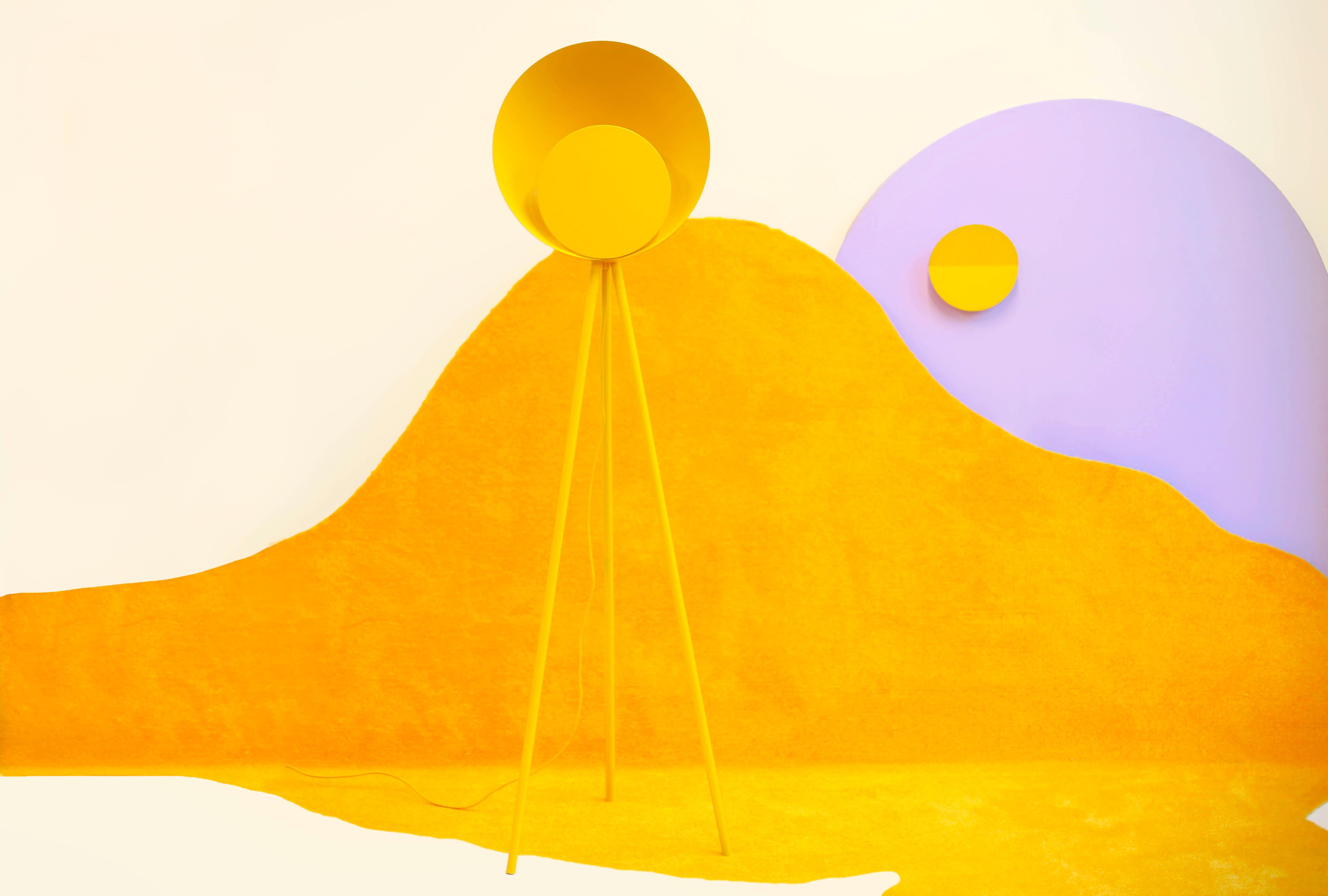 Métal Houseof Yellow Metal Diffuser Floor Lamp en vente