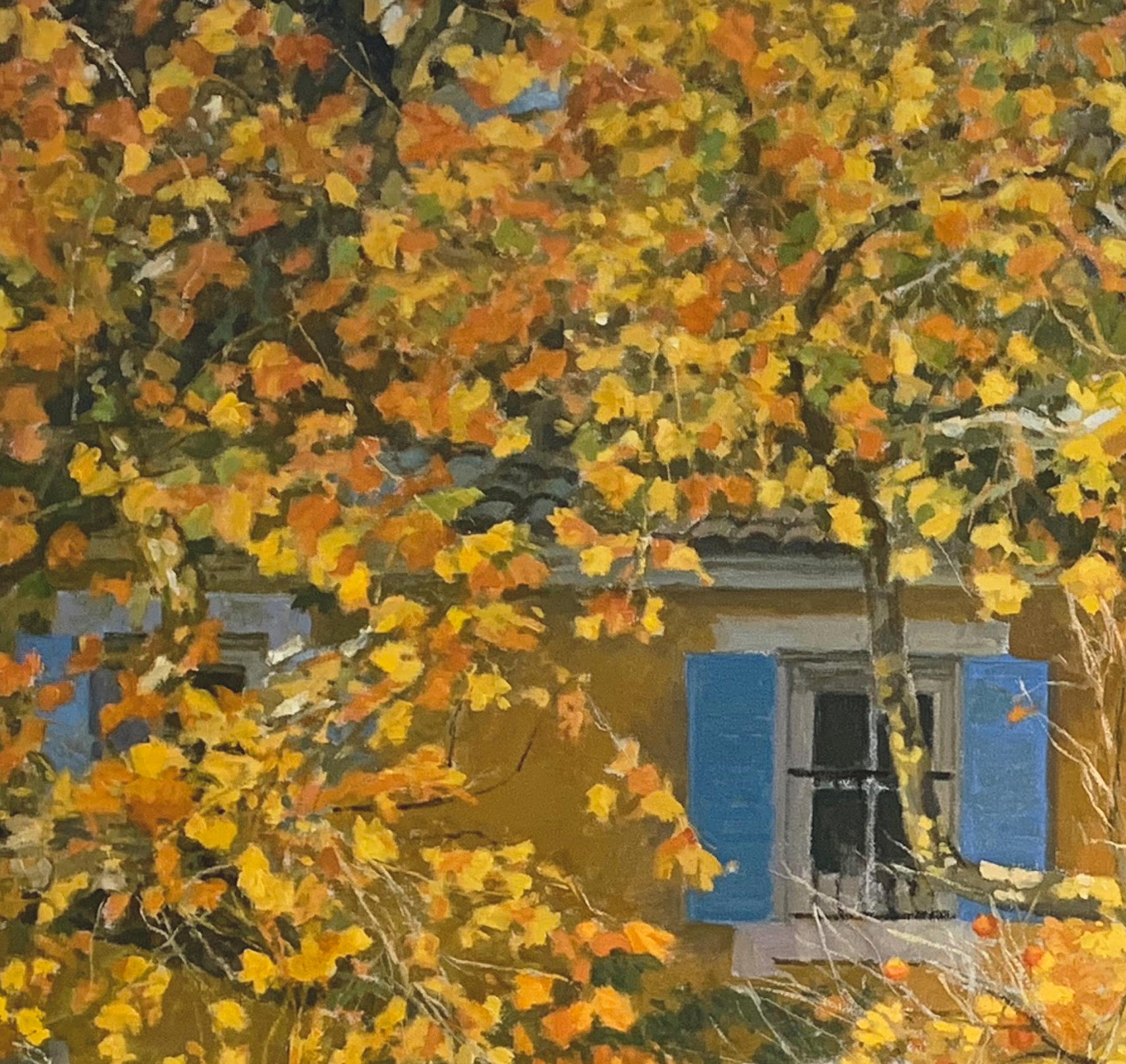 Français Les maisons derrière les kakis, Nicholas Verrall RBA ROI en vente