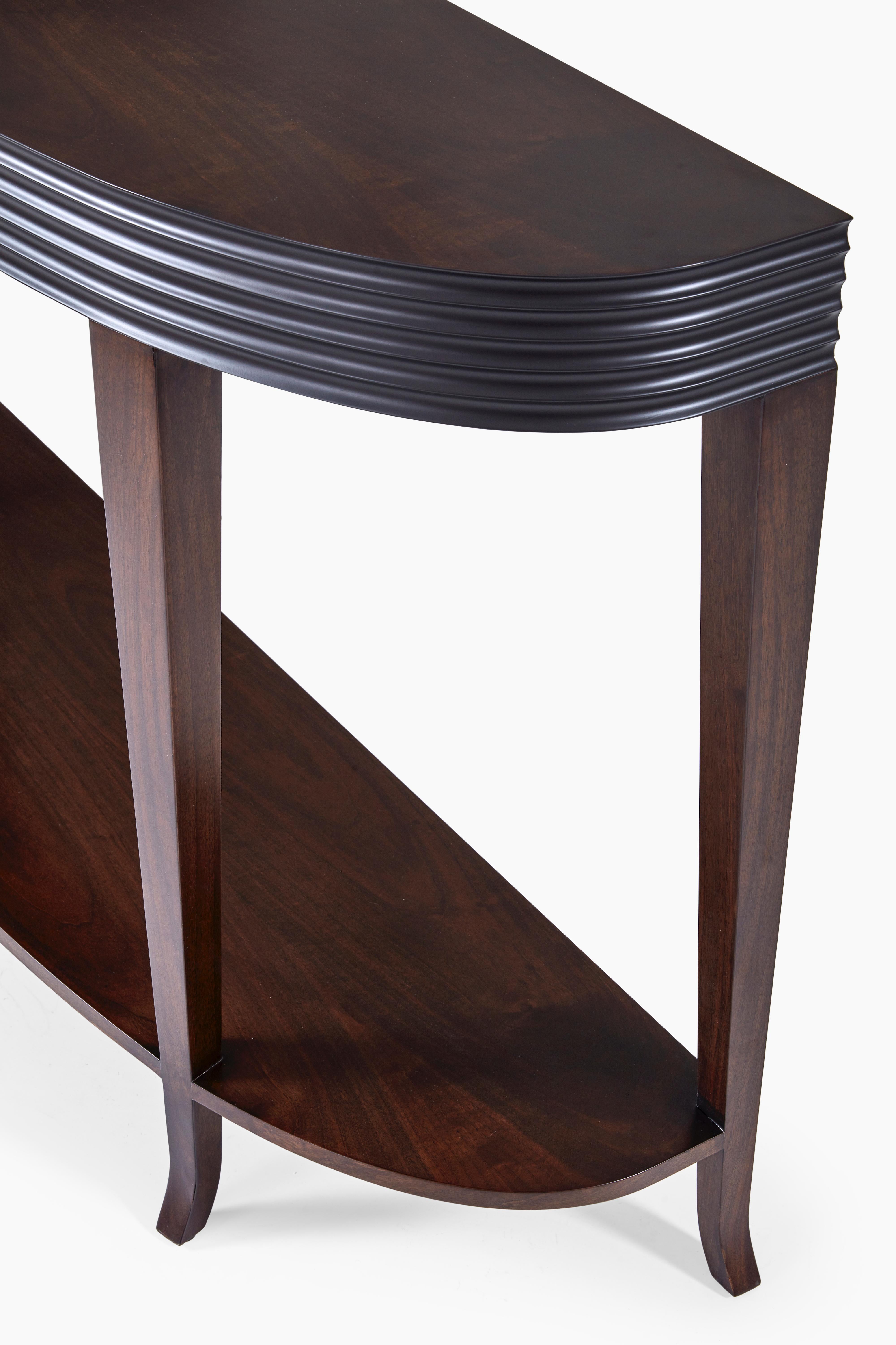 Modern Houston Console, Fluted Band Detail and Gently Tapered and Flared Legs Console For Sale
