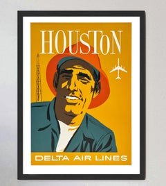 Houston – Originalplakat von Delta Air Lines, gestaltet von John Hardy, 1960
