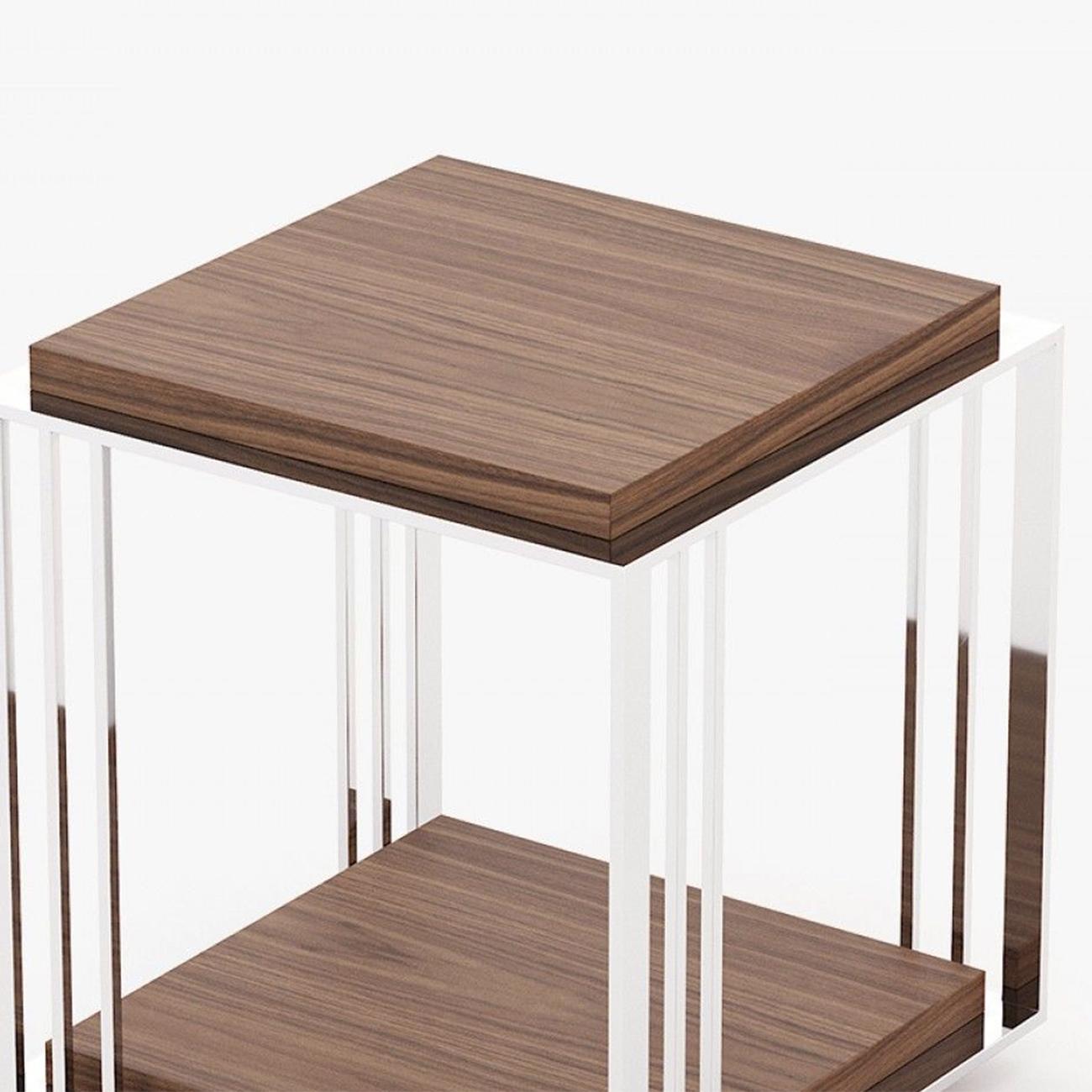 Contemporary Houston Walnut Side Table For Sale