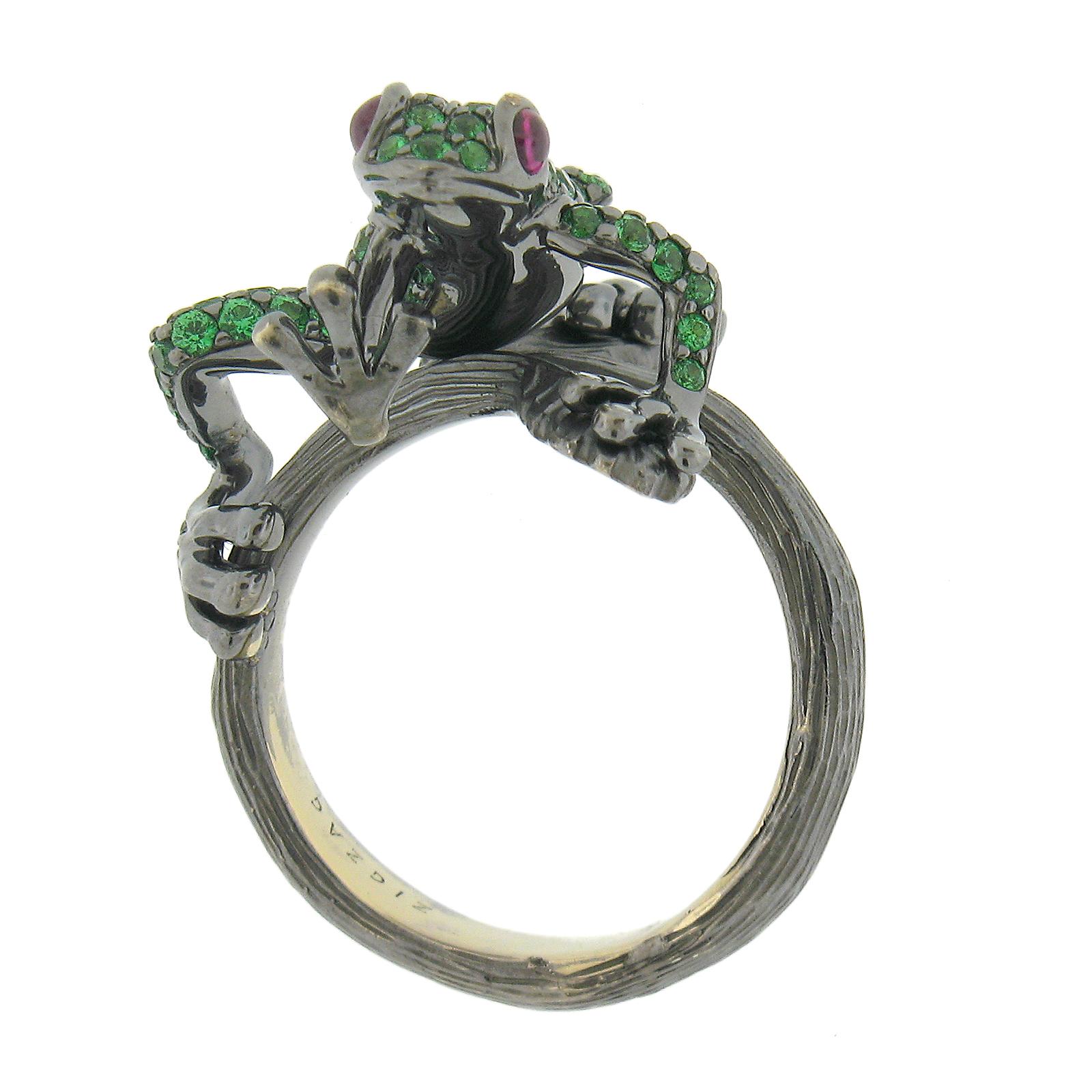 Hover to zoom Have one to sell? Sell now 18K Gold & Black Rhodium Pave Tsavorite For Sale 1