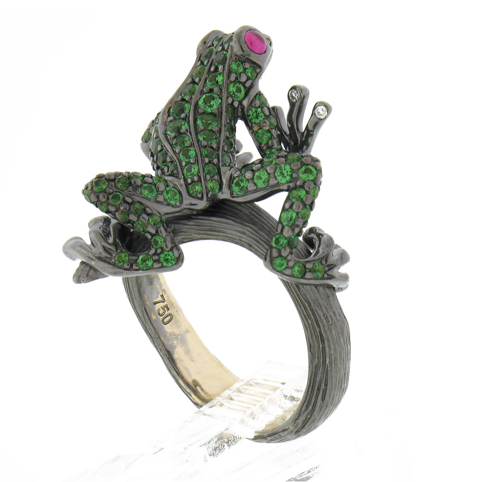 Hover to zoom Have one to sell? Sell now 18K Gold & Black Rhodium Pave Tsavorite For Sale 2