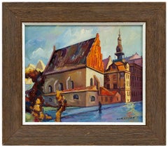 Judaica Oil Painting Altneuschul Maharal Synagogue Prague