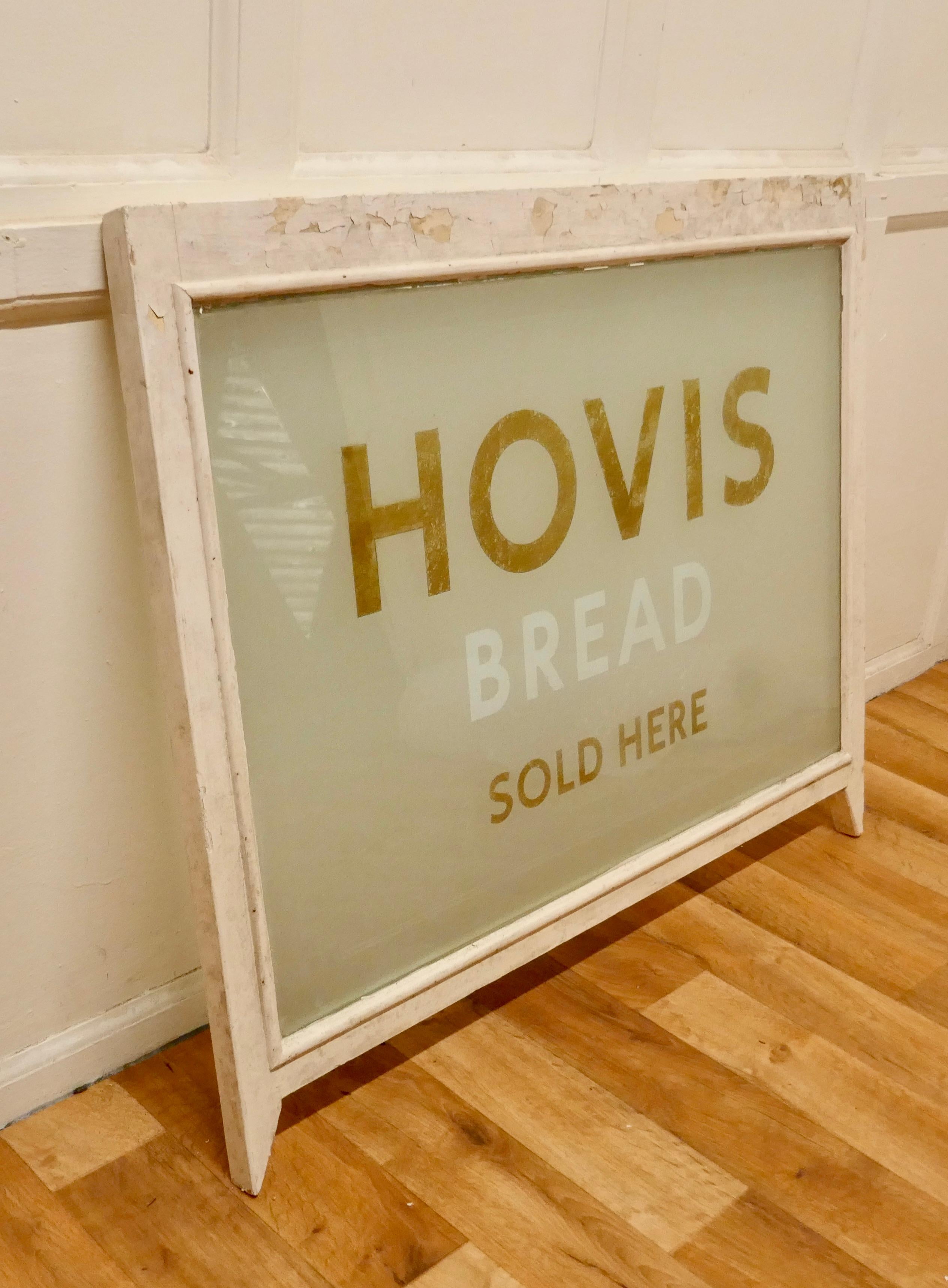 HOVIS, Etched Glass Bakery Advertising Window Sign In Good Condition For Sale In Chillerton, Isle of Wight