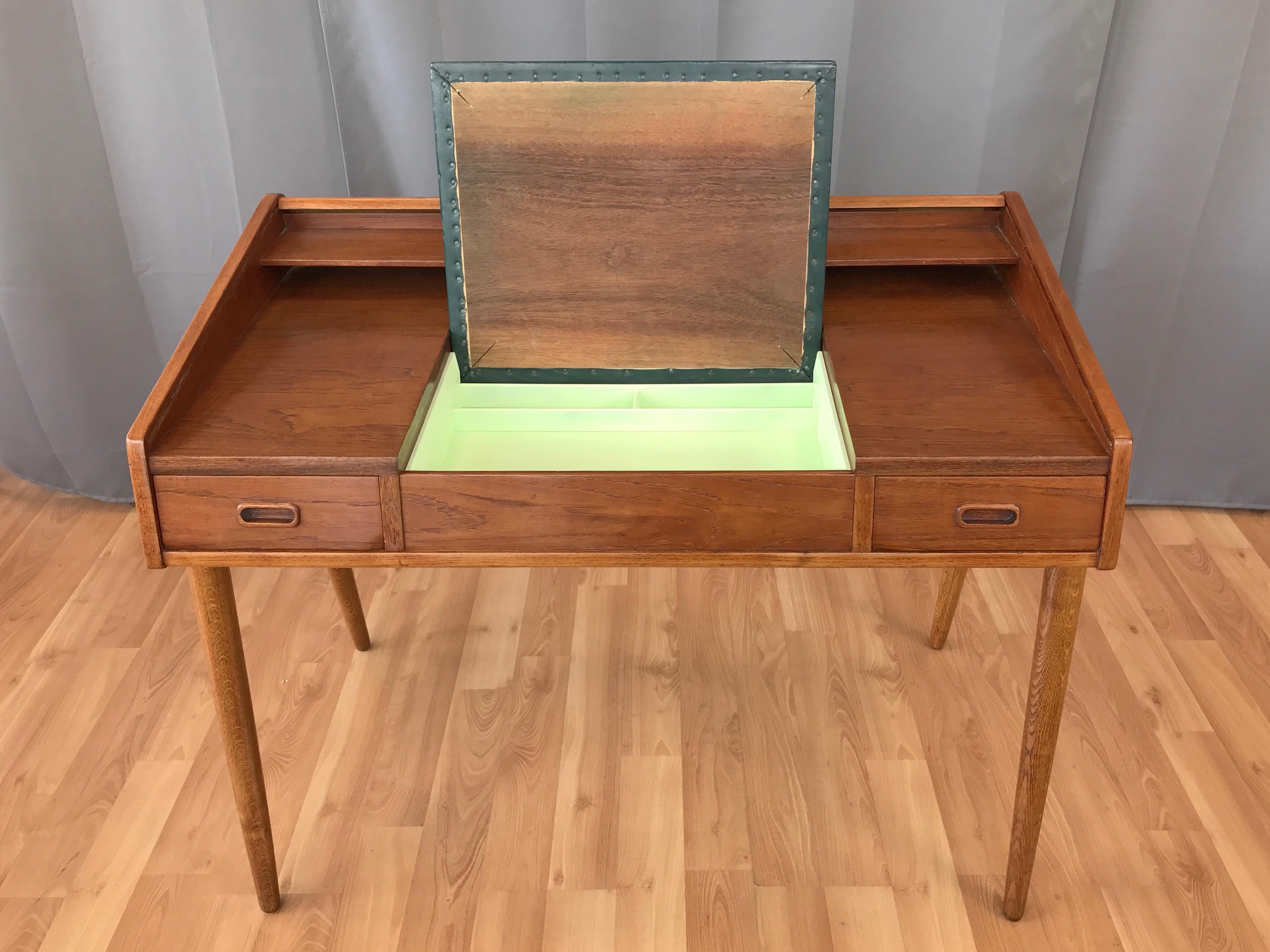 Danish Hovmand-Olsen for Mogens Kold Teak and Oak Roll Top Desk